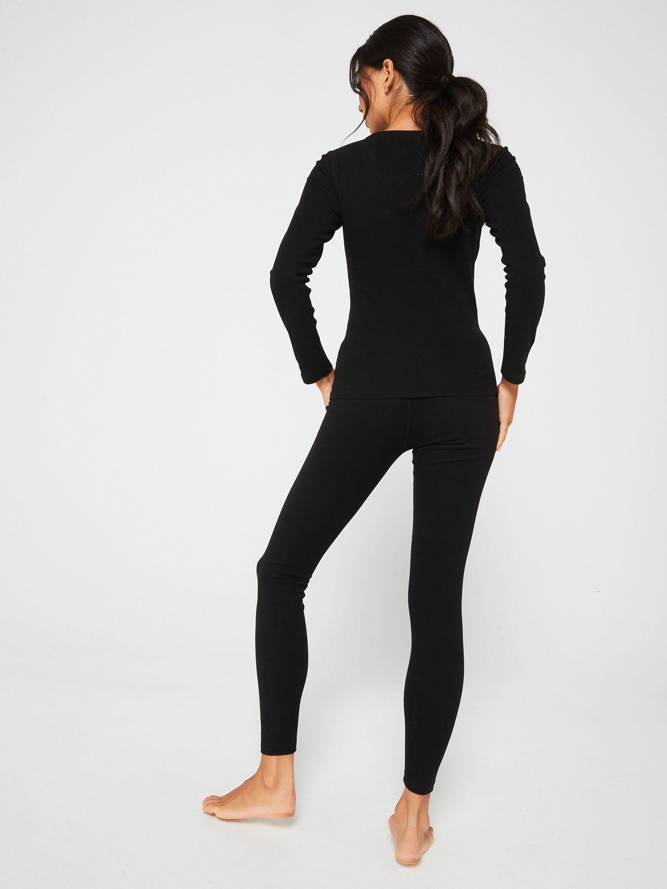  image of the-very-collection-fleece-lined-thermal-long-sleeve-top-black