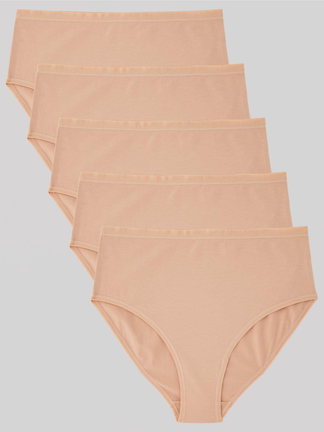  image of everyday-5pk-plain-cotton-full-high-waisted-briefs