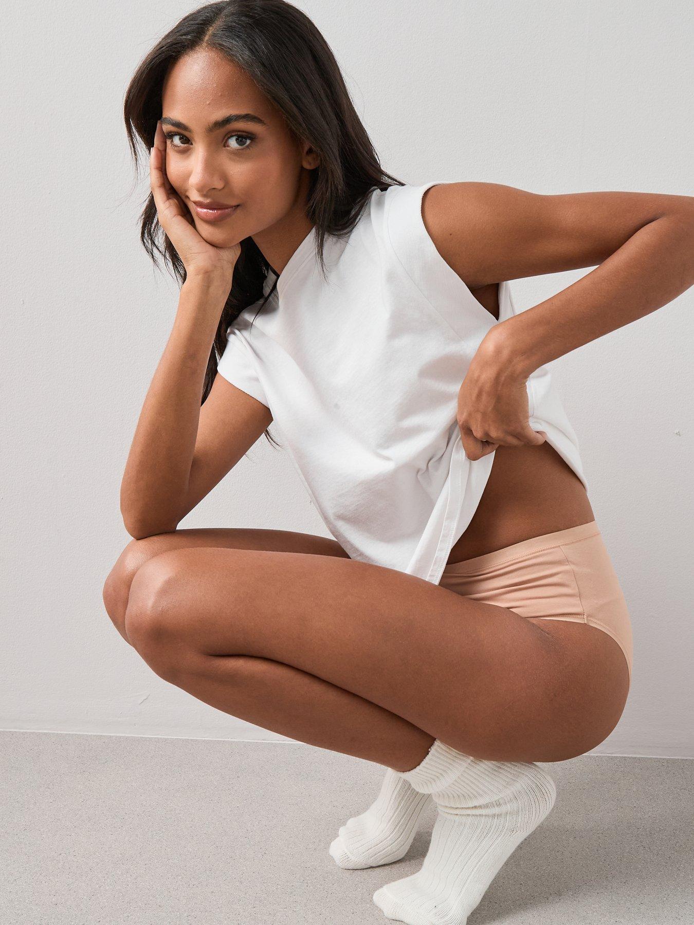  image of the-very-collection-5-pack-high-waist-cotton-briefs-nude