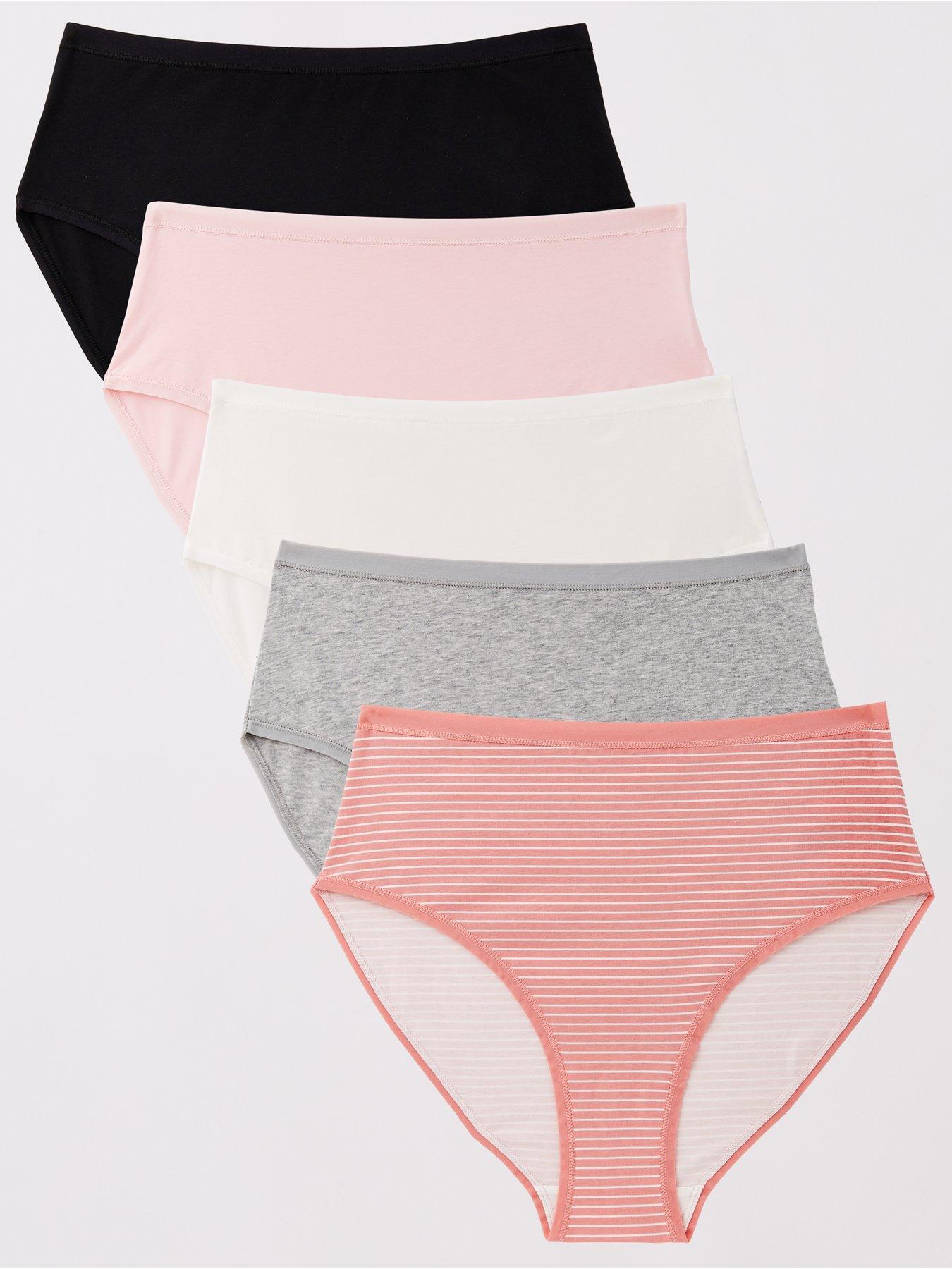 Everyday 5 Pk Cotton Plain And Printed Full High Waisted Briefs