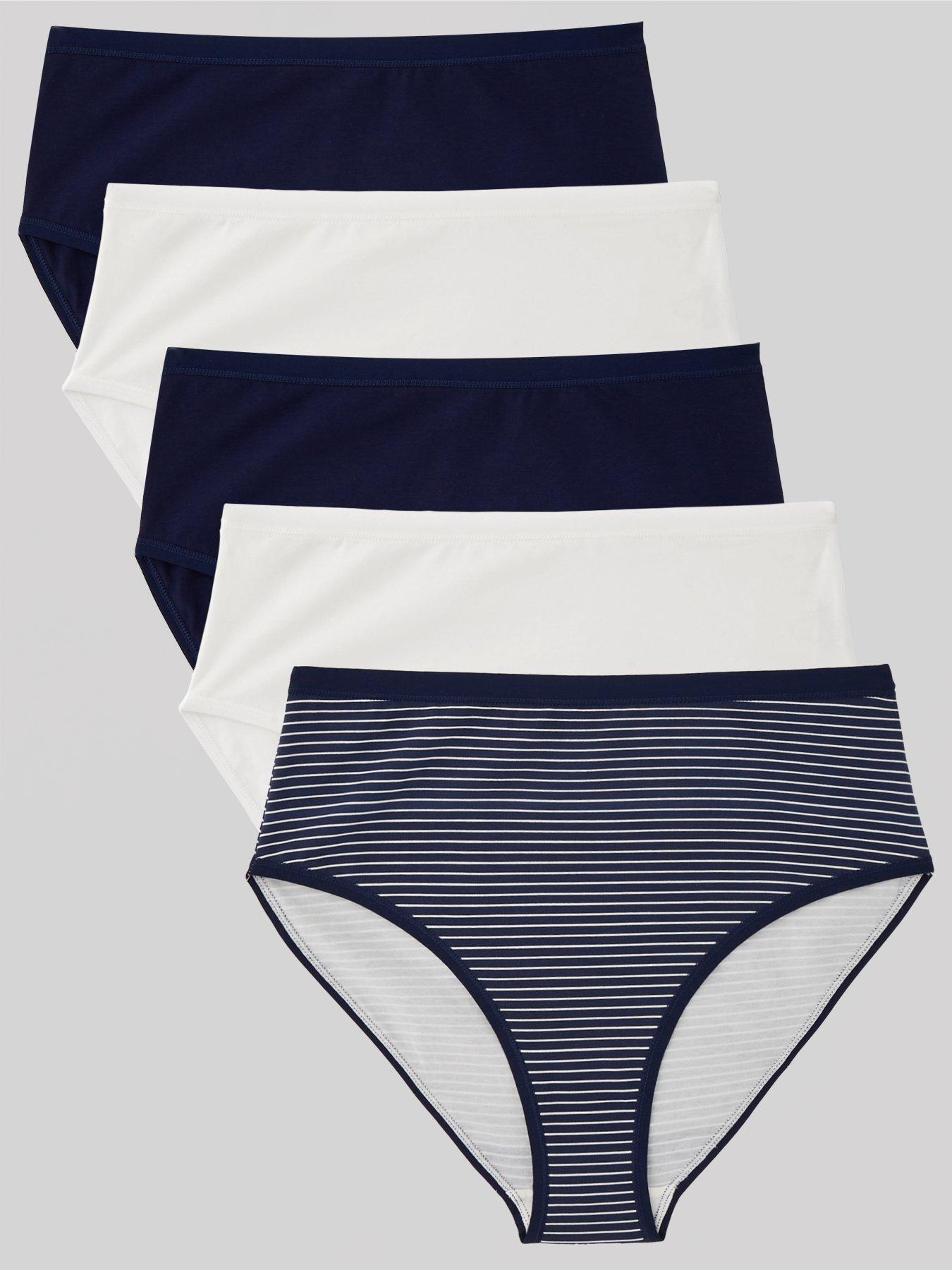 Everyday 5 Pk Cotton Plain And Printed Full High Waisted Briefs