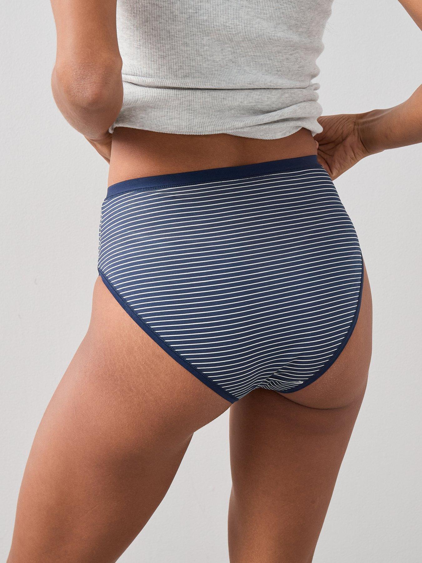 Image 3 of 6 of The Very Collection 5 Pack Cotton Plain And Printed Full High Waisted Briefs - Blue