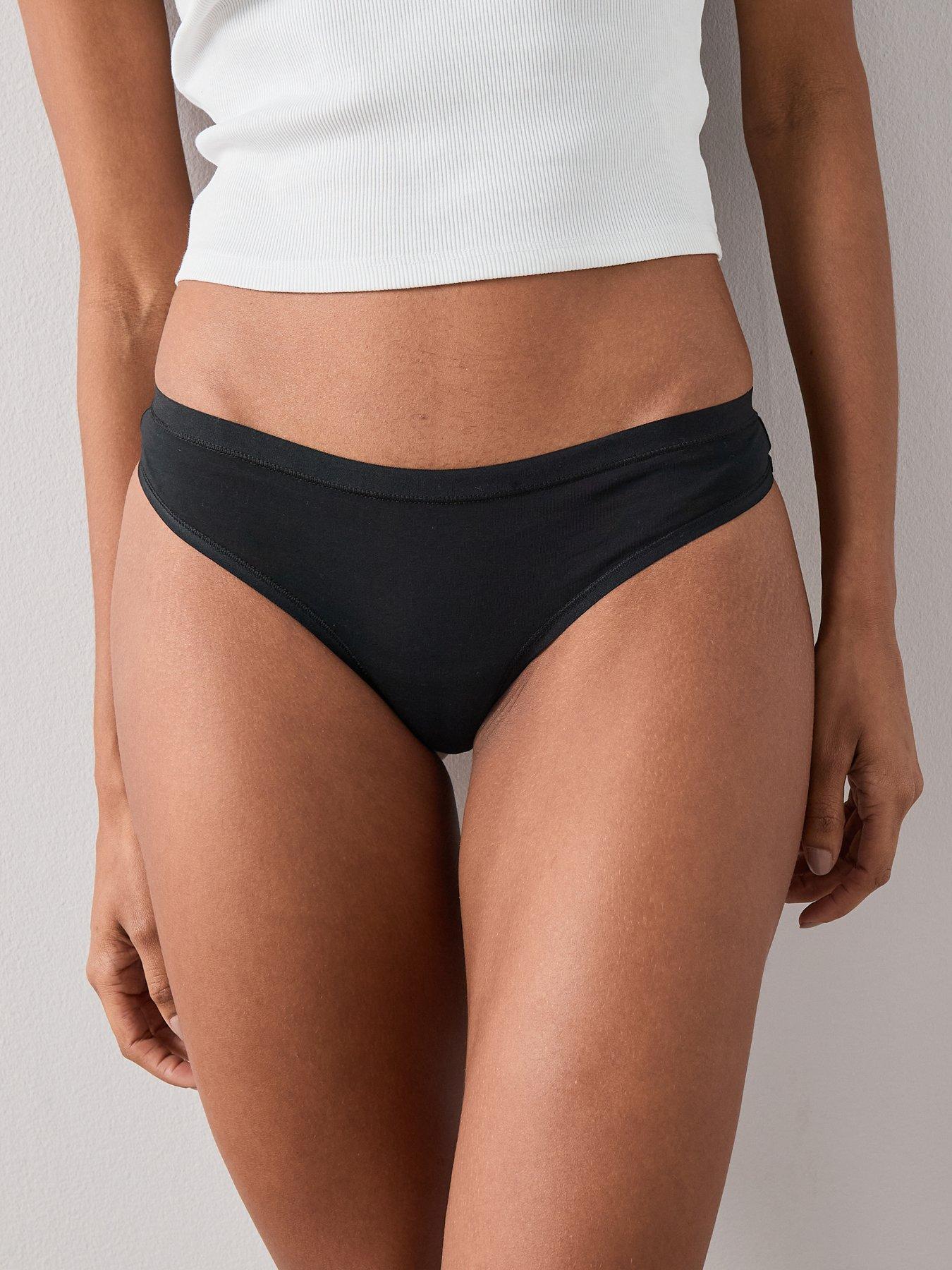 Image 5 of 6 of The Very Collection 5 Pack Plain Cotton Thongs - Black