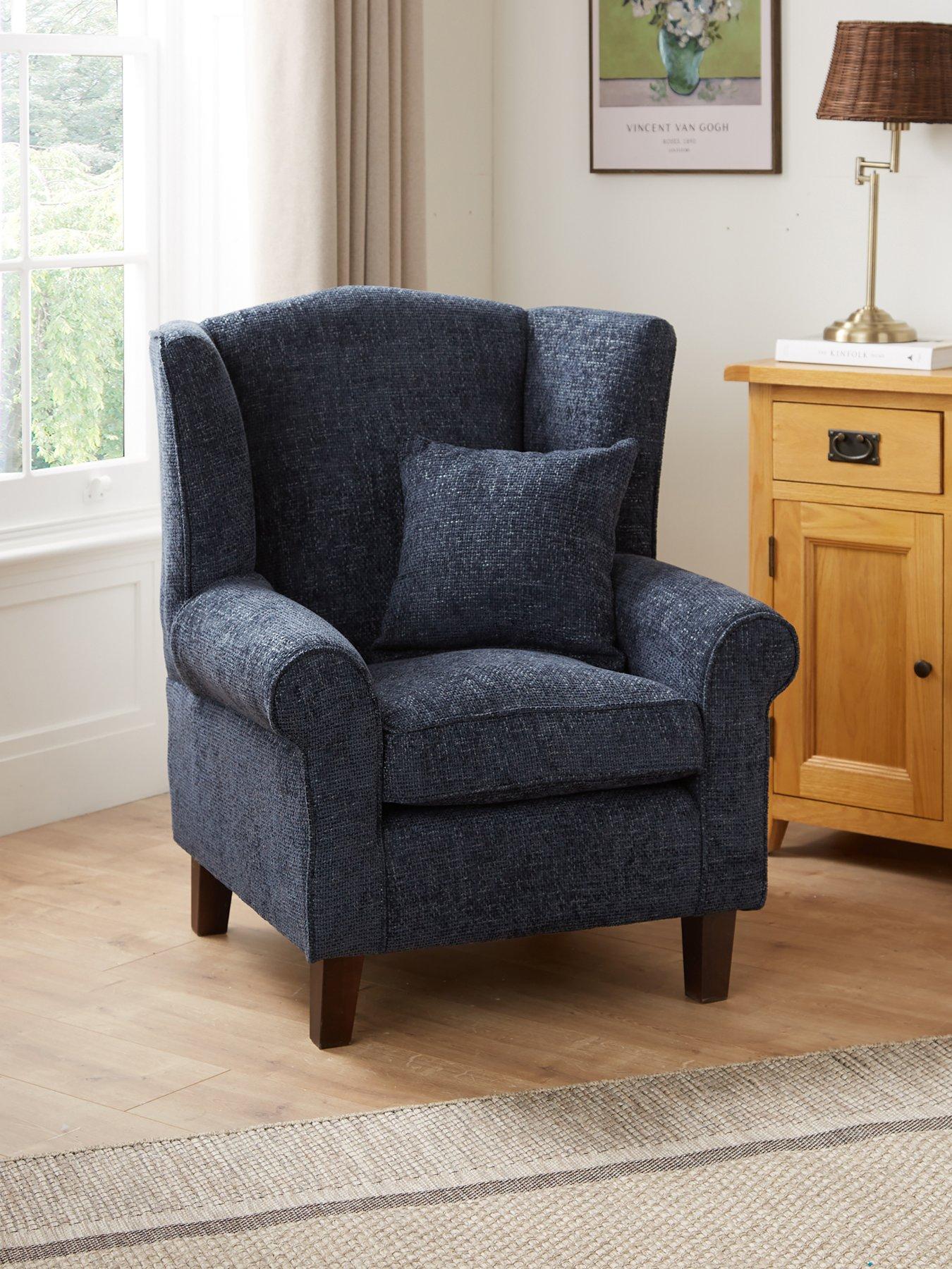 undefined Denton Chunky Weave Fabric Wing Chair
