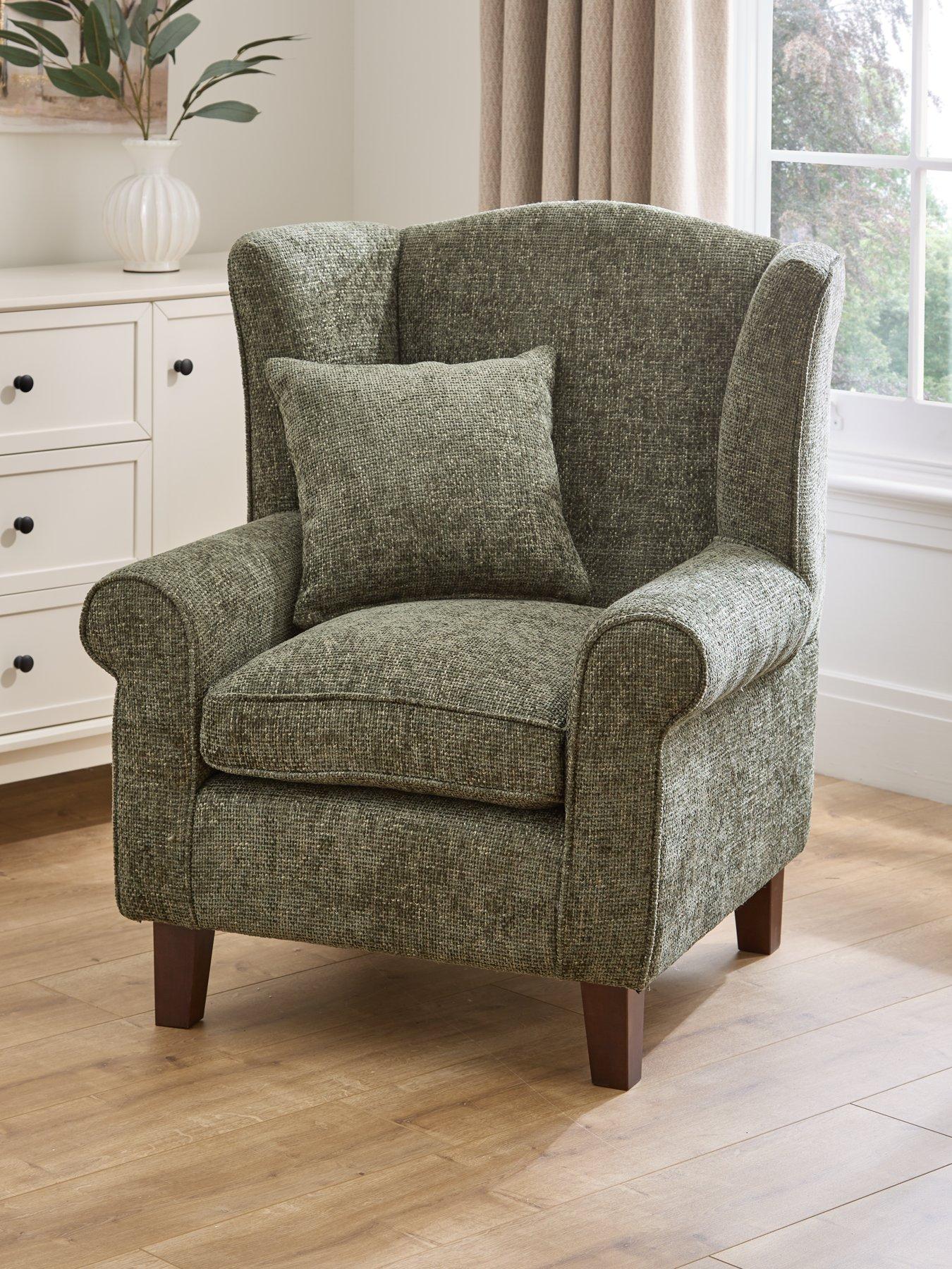  image of very-home-denton-chunky-weave-fabric-wingnbspchair
