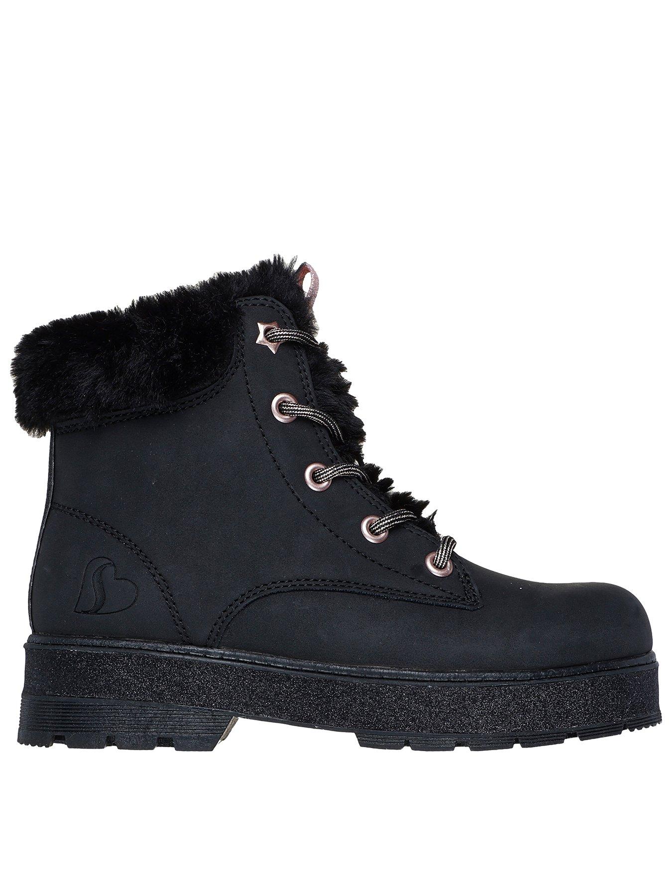 undefined Girls Street Glitz Cozy Combat Lace Up Ankle Boot