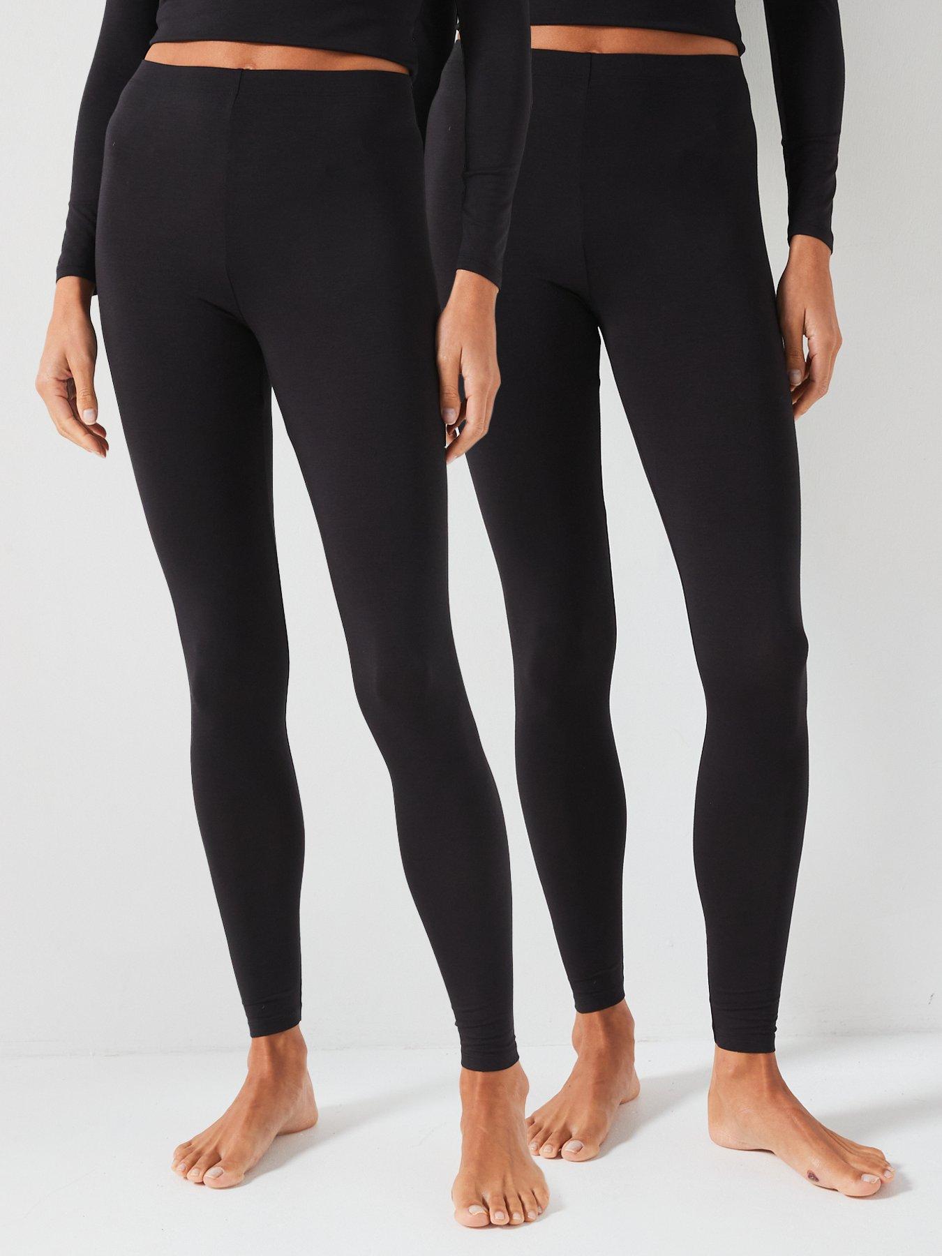 undefined 2pk Light Weight Thermal Leggings - Black