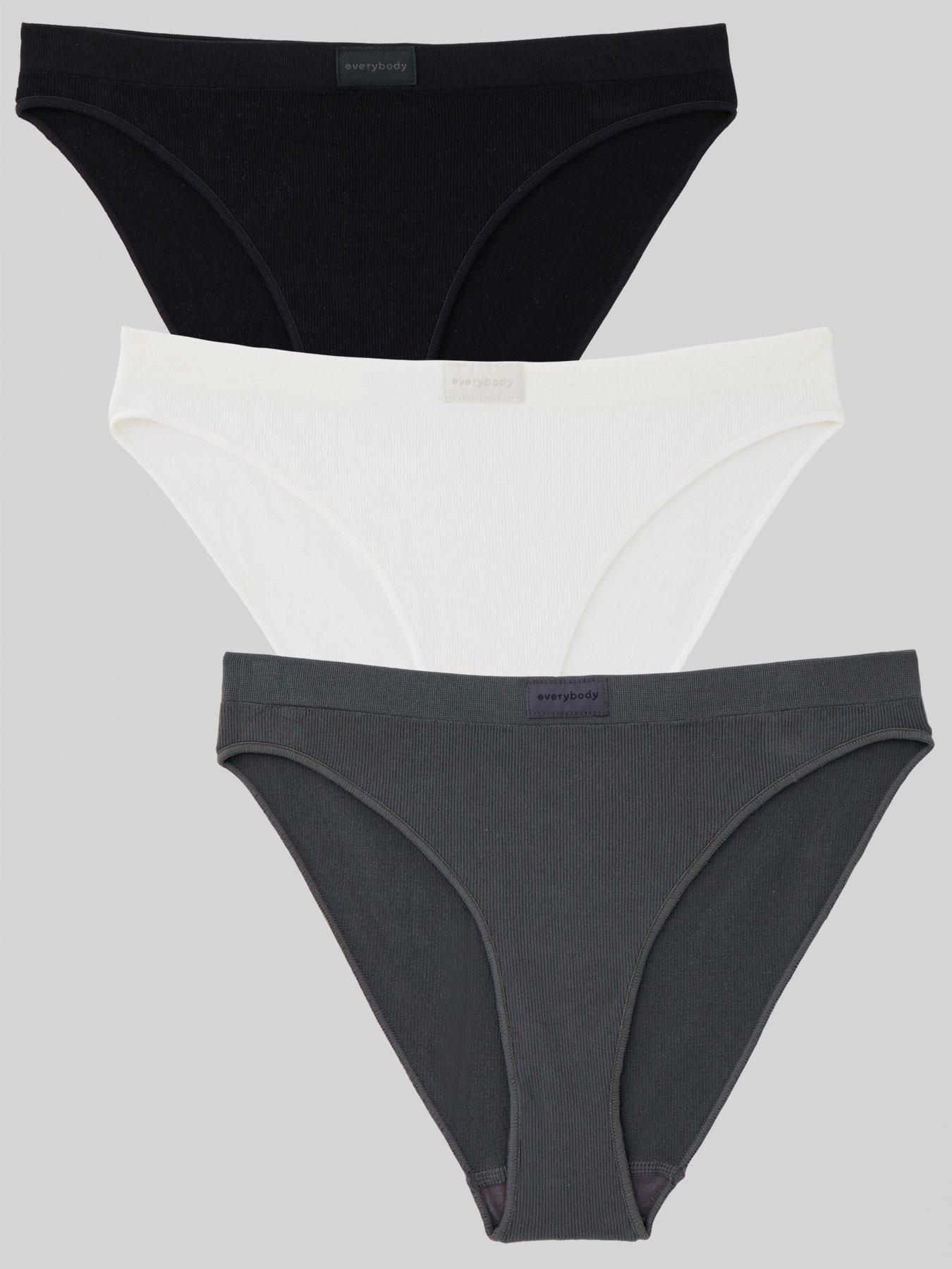 front image of everybody-3pk-embroidered-bikini-briefs-blackwhitegrey