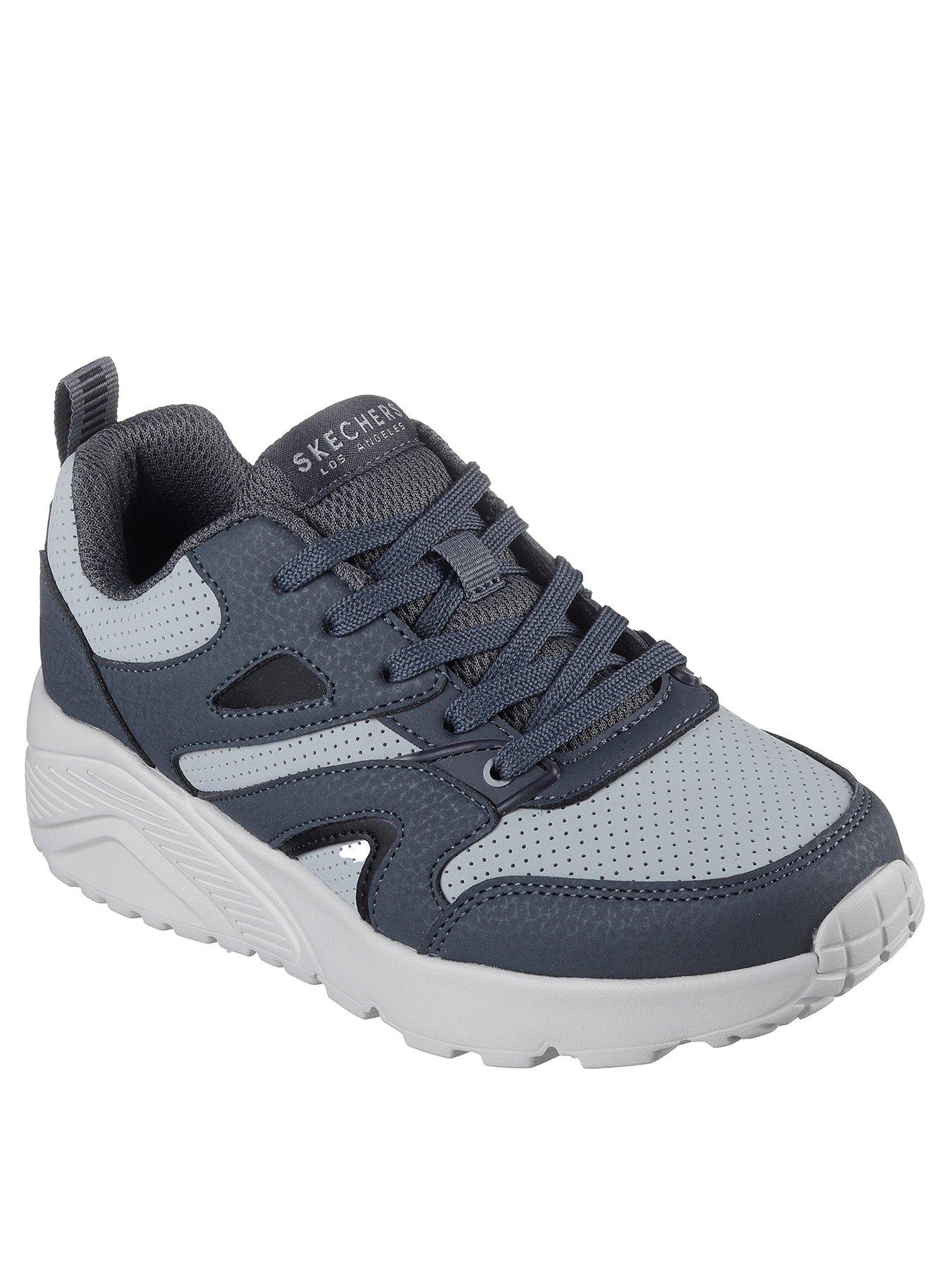  image of skechers-uno-lite-lace-up-trainer-grey