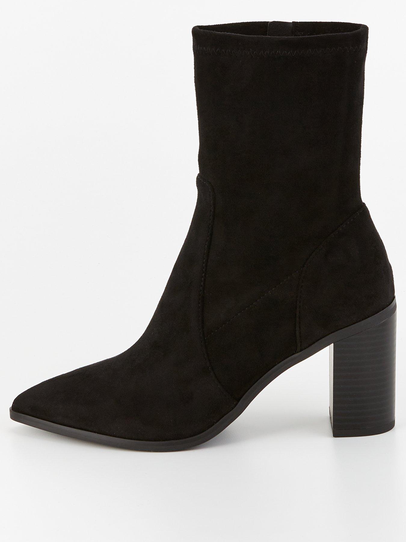 Everyday Block Heel Sock Boot Black littlewoods