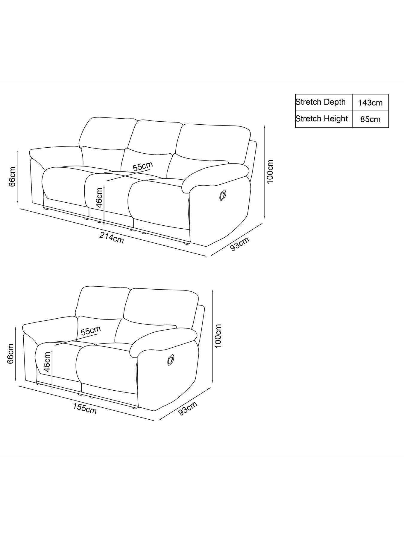 Image 4 of 4 of The Very Collection Santori 3 + 2 Seater Fabric Recliner Sofa