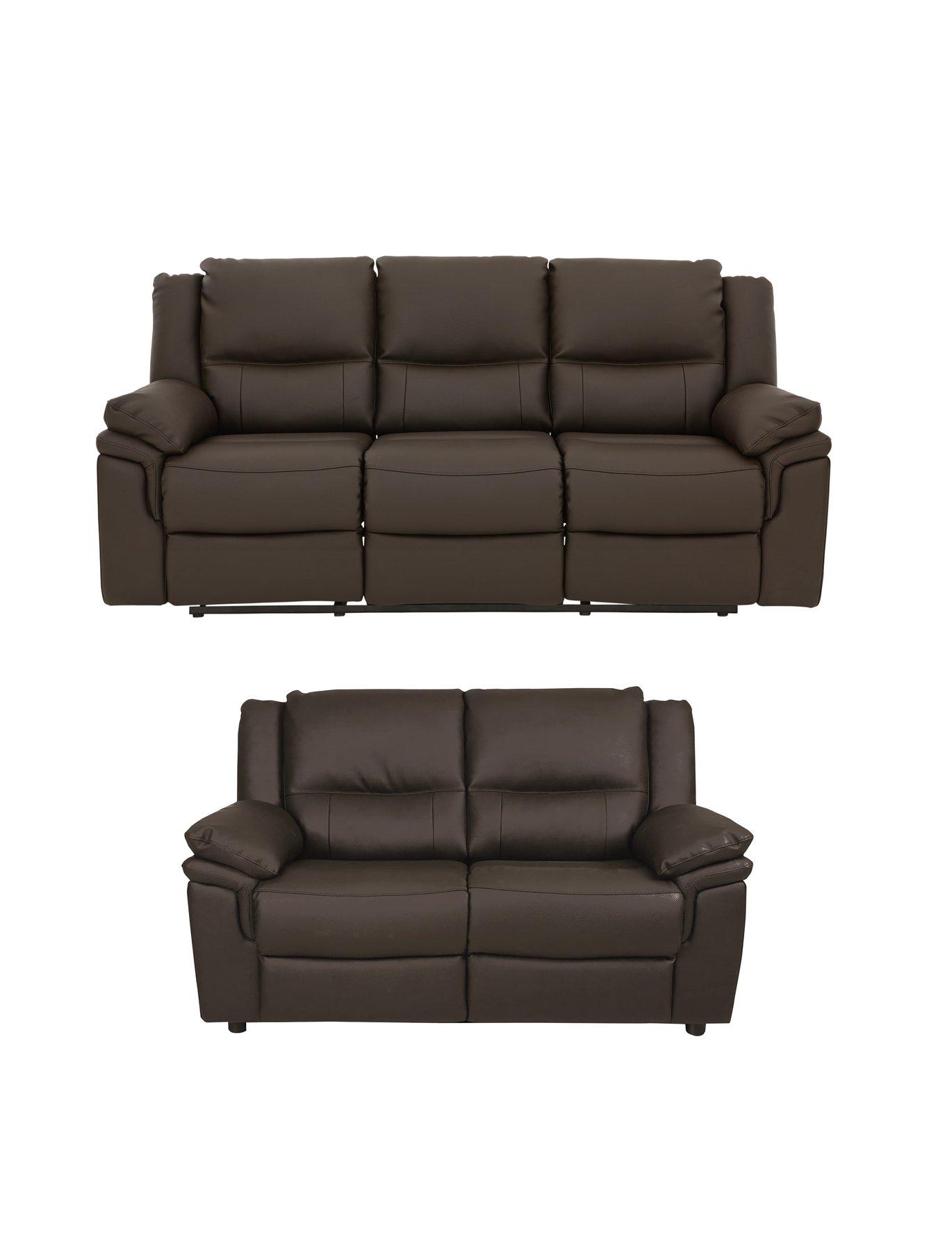 The Very Collection Albion Luxury Faux Leather 3 + 2 Seater High Back Manual Recliner Sofa Set (Buy  &  SAVE!) - FSC® Certified
