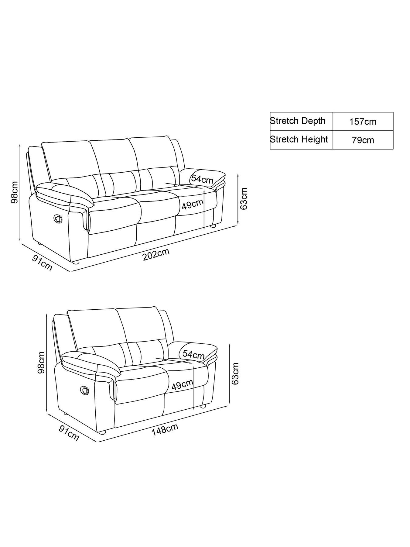 Image 3 of 3 of The Very Collection Albion Luxury Faux Leather 3 + 2 Seater High Back Manual Recliner Sofa Set (Buy &amp; SAVE!) - FSC&reg; Certified