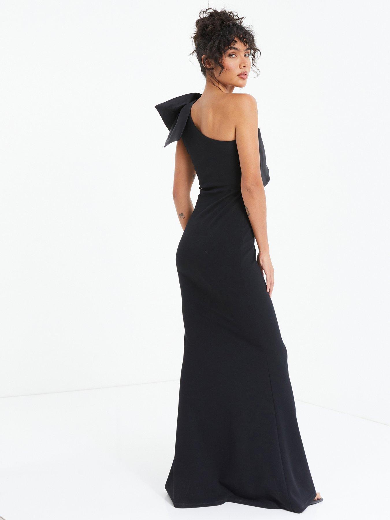 quiz one shoulder dress Quiz Mesh One-Shoulder Maxi Dress In Black - 30% Off