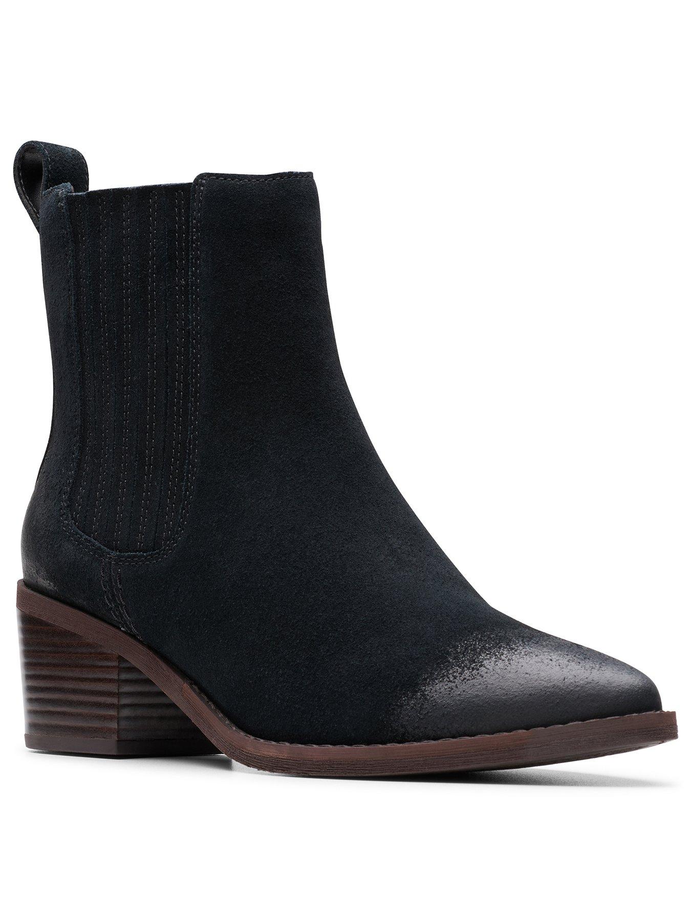 image of clarks-morzine-top-suede-ankle-boot-black