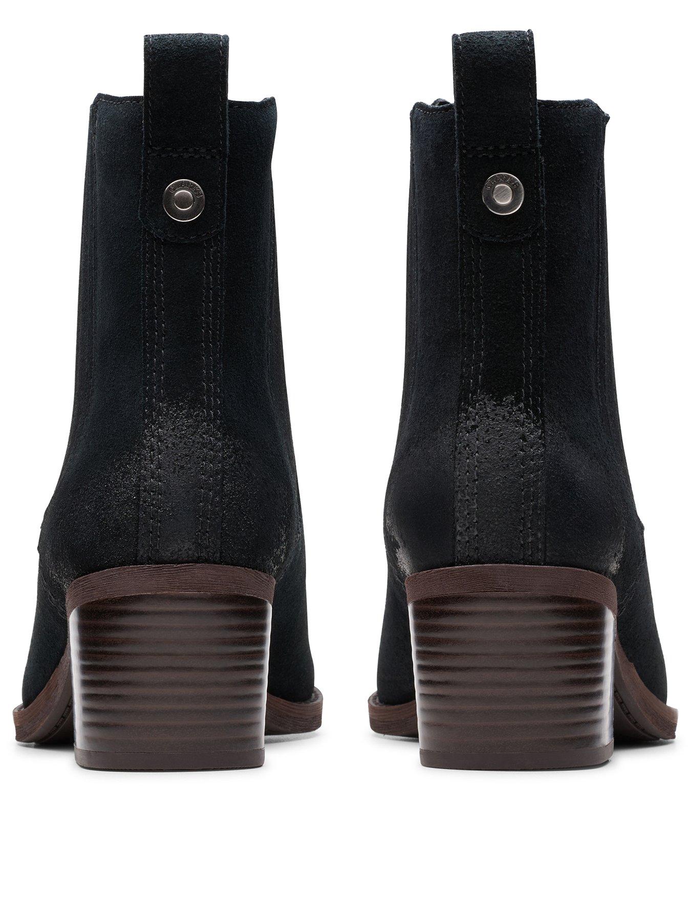  image of clarks-morzine-top-suede-ankle-boot-black