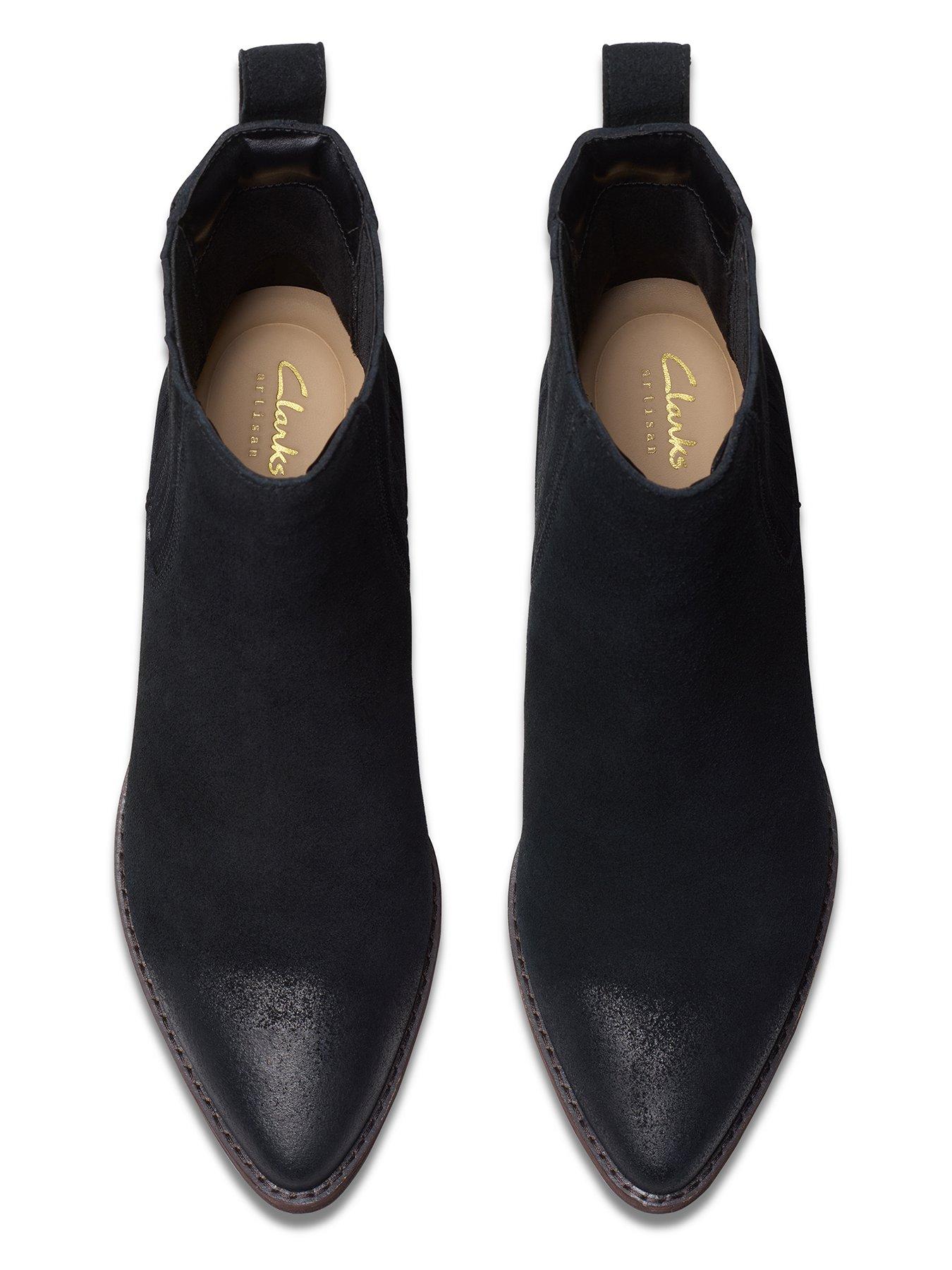  image of clarks-morzine-top-suede-ankle-boot-black