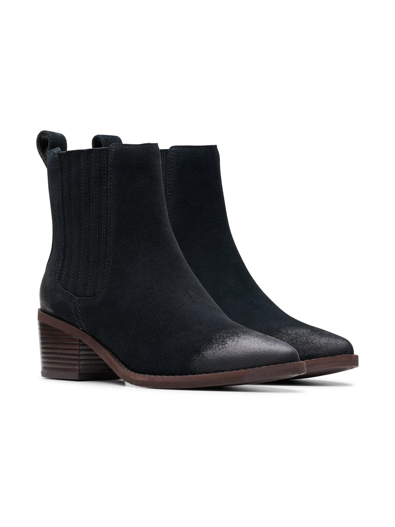  image of clarks-morzine-top-suede-ankle-boot-black