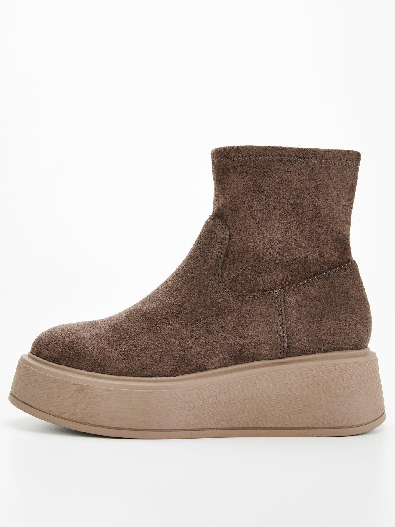 V by Very Wedge Ankle Sock Boot Grey Littlewoods