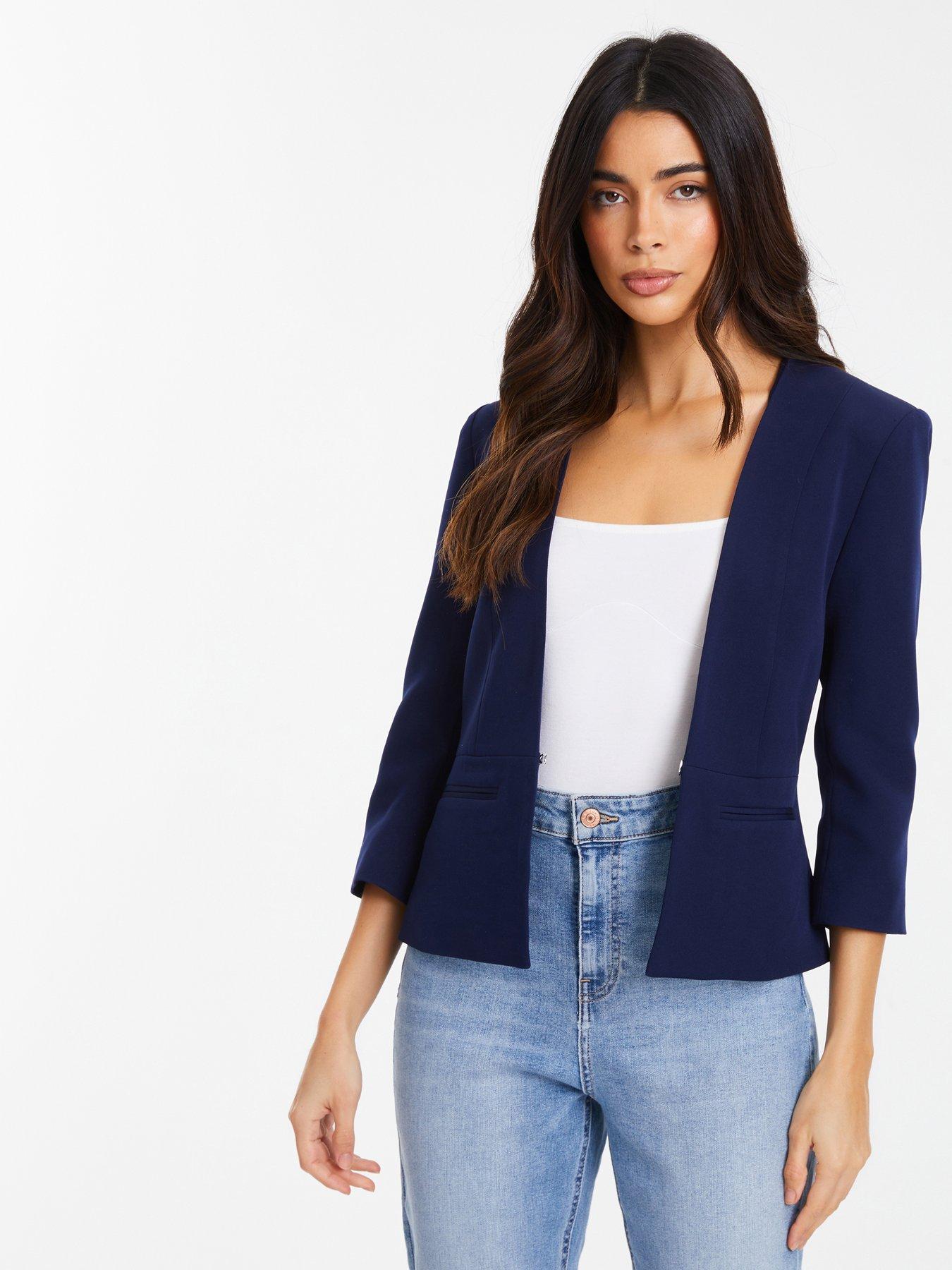 Navy Tailored Cropped Blazer