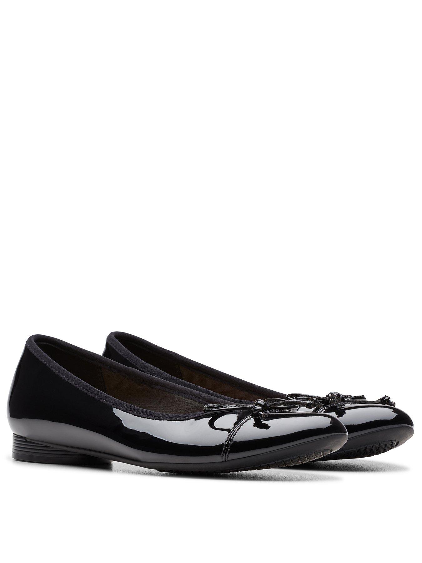 Image 2 of 7 of Clarks Womens Loreleigh Rae Glossy Patent Bow Detail Lightweight Ballet Pumps - Black