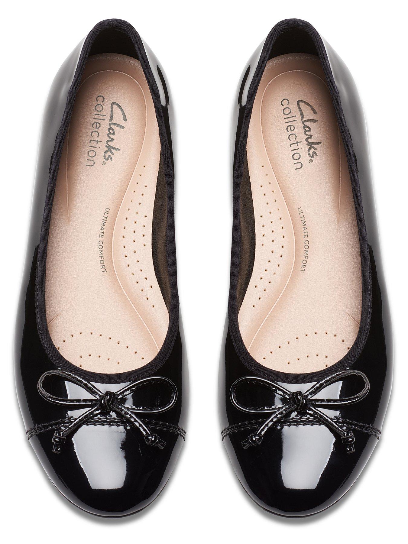 Image 4 of 7 of Clarks Womens Loreleigh Rae Glossy Patent Bow Detail Lightweight Ballet Pumps - Black