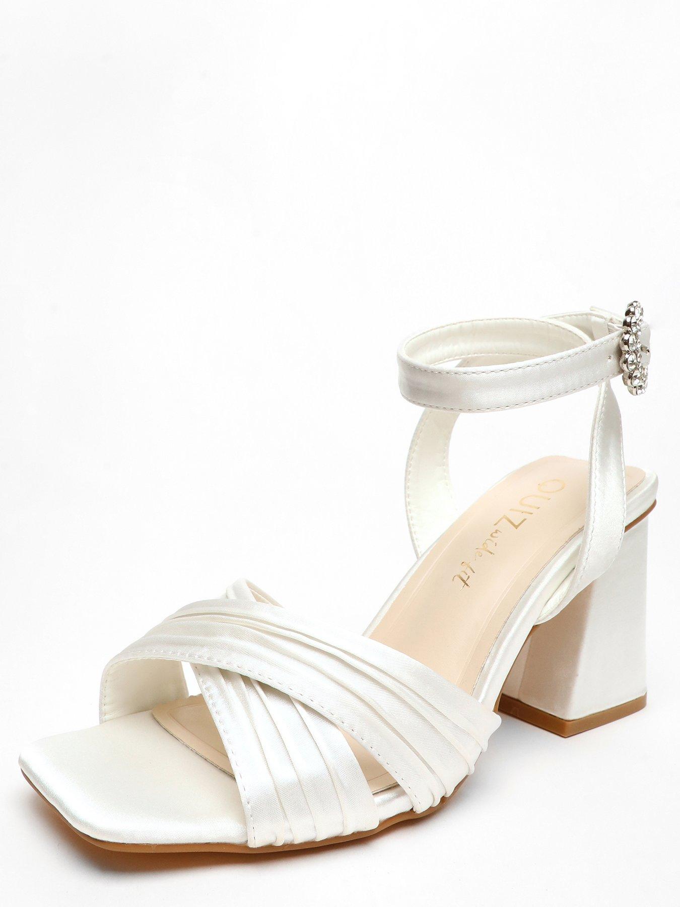 Wide fit white heeled sandals sales