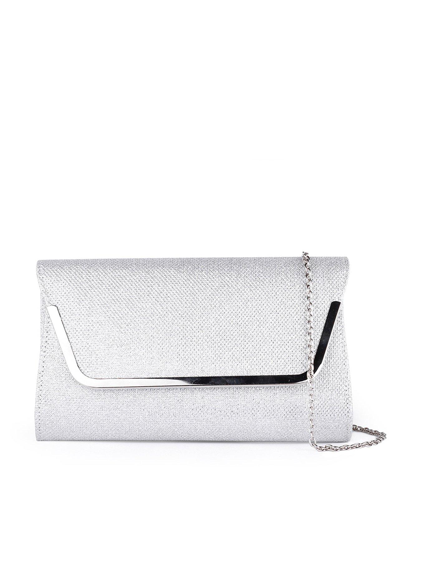 undefined Denise Glitter Mesh Clutch Bag - Silver