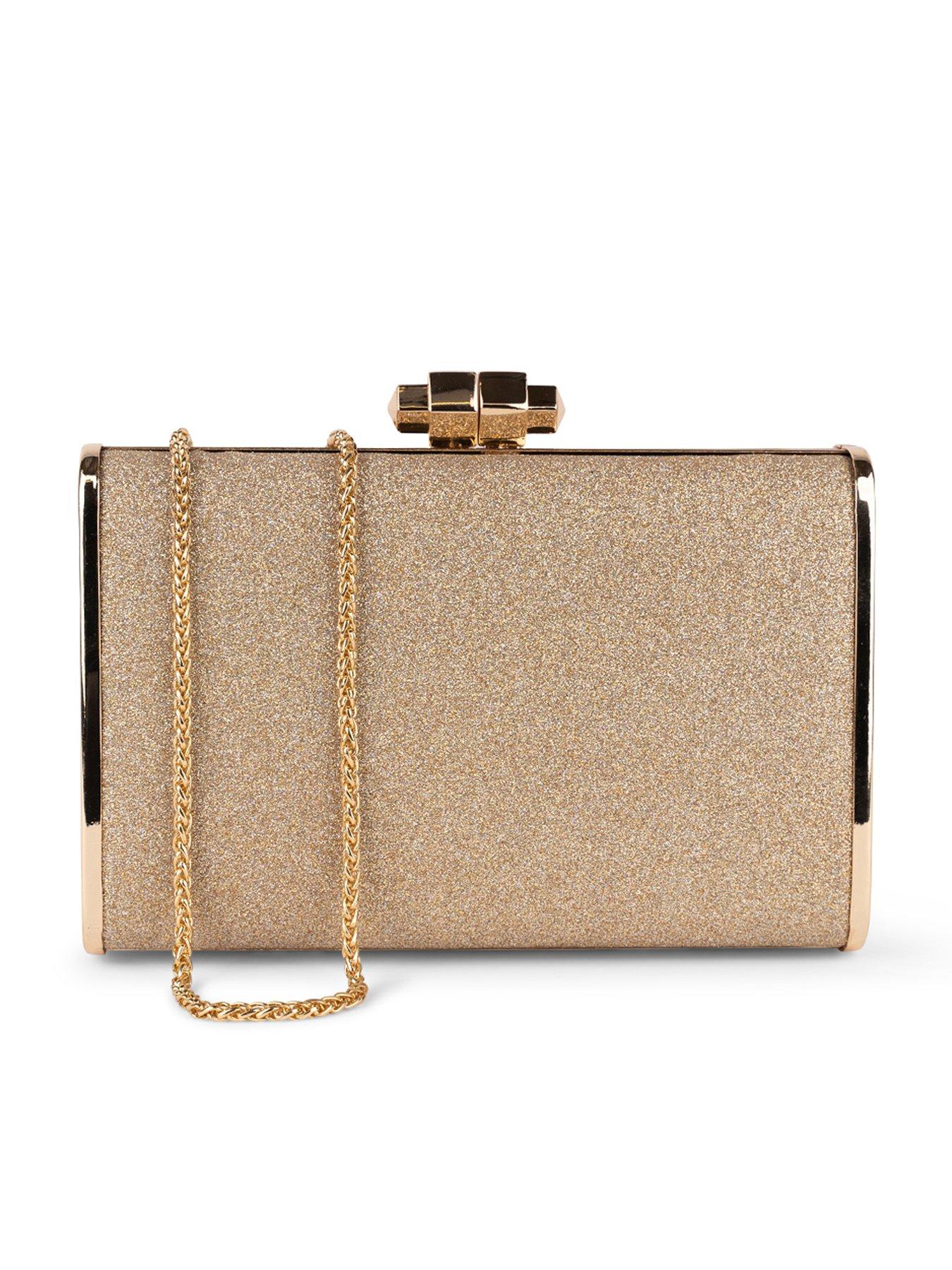 Image 1 of 3 of Paradox London Devica Glitter Clutch Bag - Gold