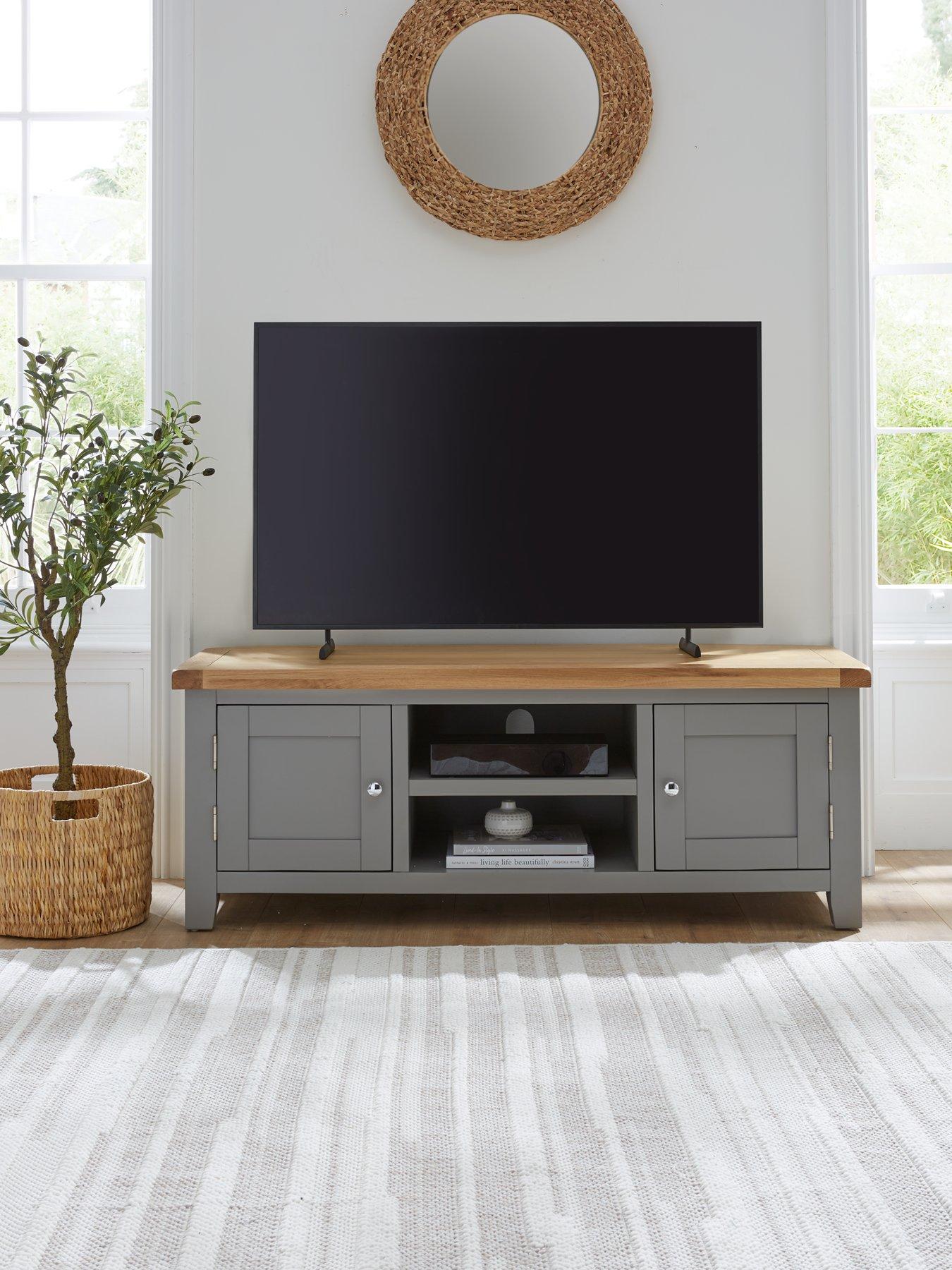 Very Home Hamilton Ready Assembled 2 Door TV Unit - Dark Grey/Oak - fits up to 50 inch TV
