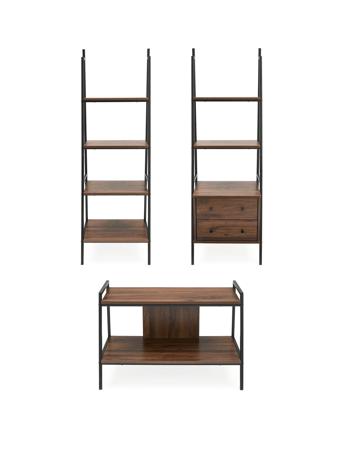  image of very-home-otis-3-piecenbspfurniture-set-4-tier-ladder-shelf-nbsp2-drawer-3-shelf-unit-tv-unit-fits-up-to-40-inch-tvnbsp--fsc-certified