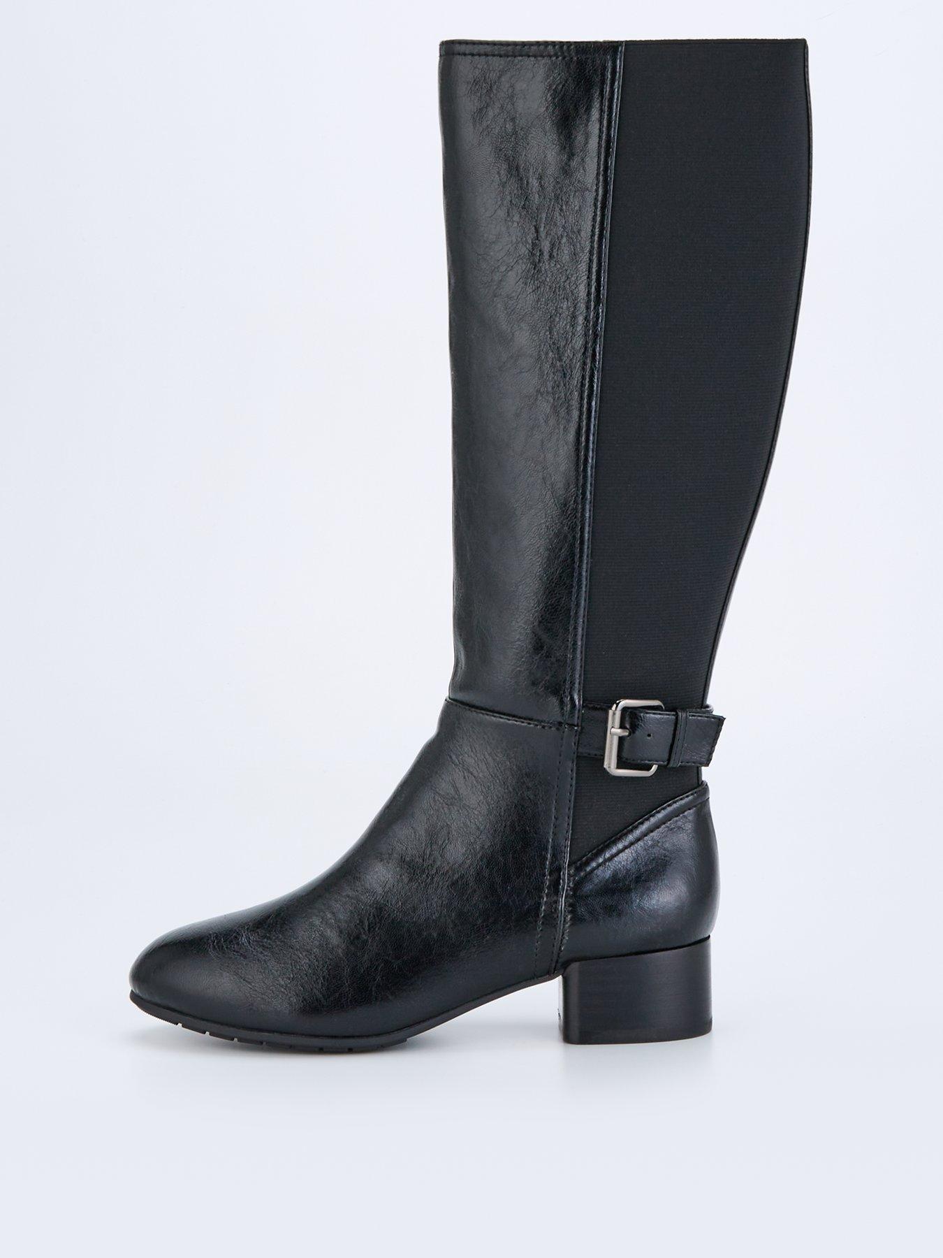 undefined Wide Fit Knee High Comfort Boot With Elastic Back - Black