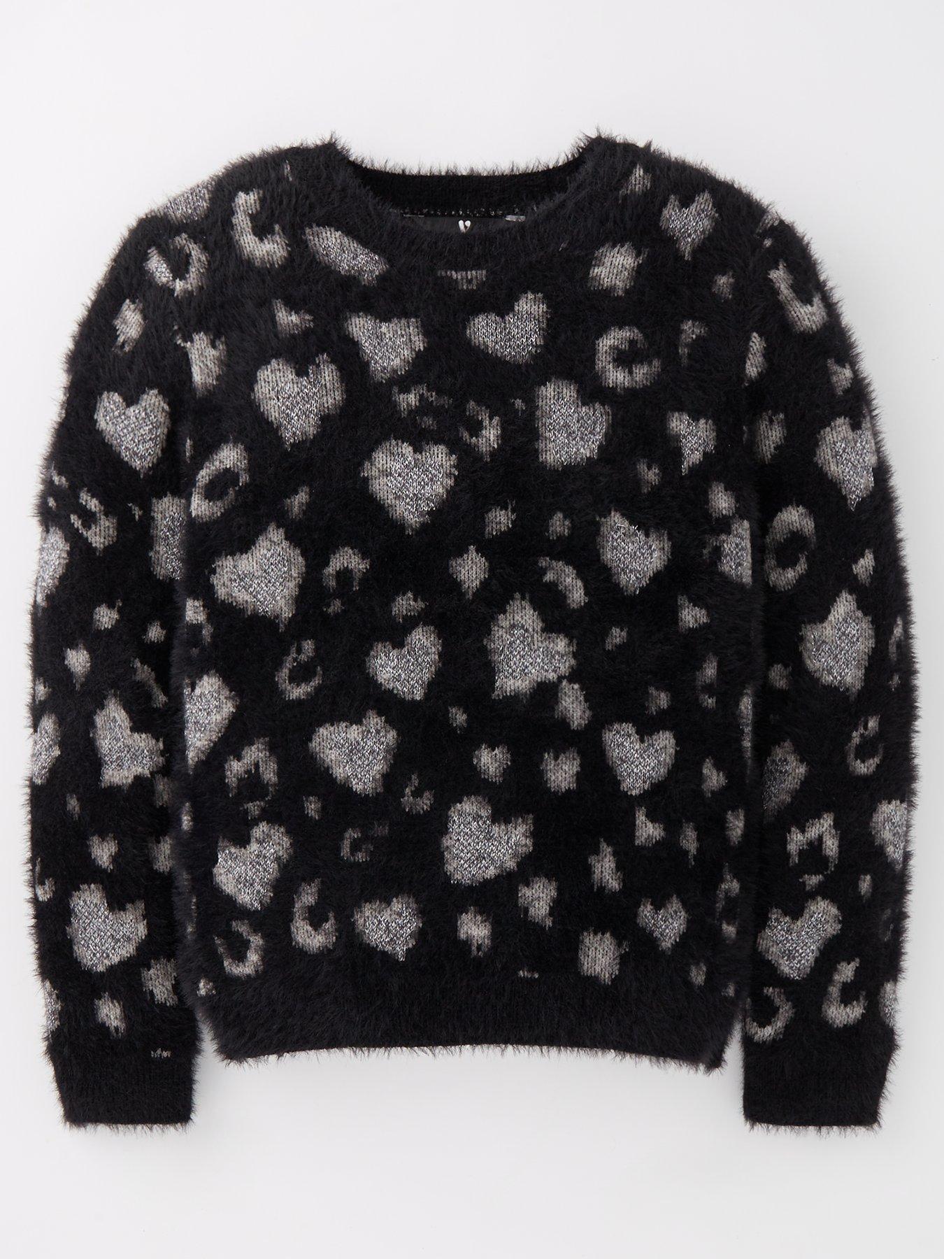 undefined Girls Lurex Animal Knitted Jumper - Black