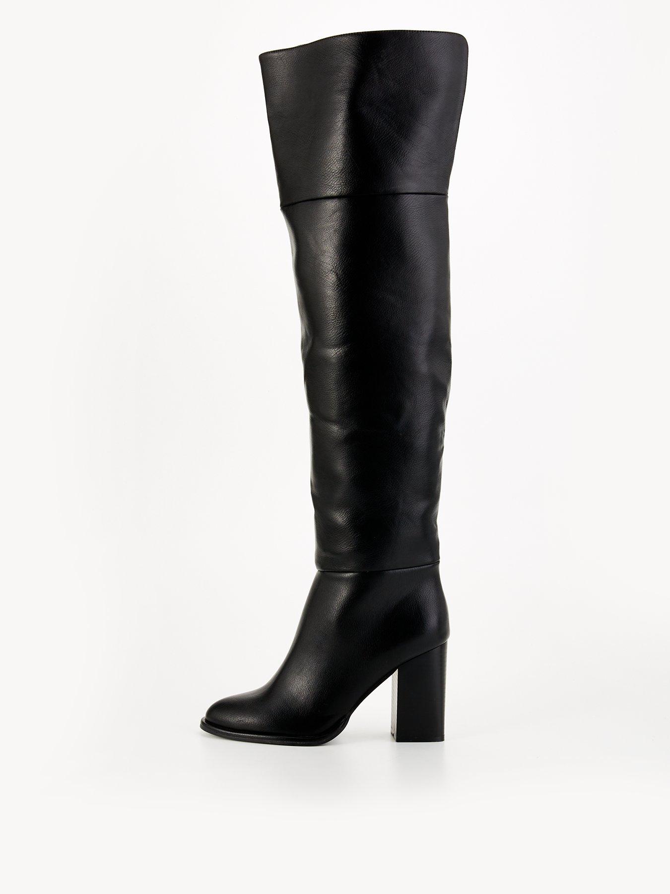 undefined Over The Knee Block Heel Boot - Black