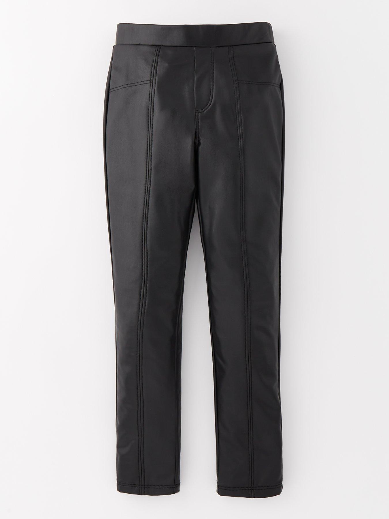  image of v-by-very-girls-pu-single-legging-black