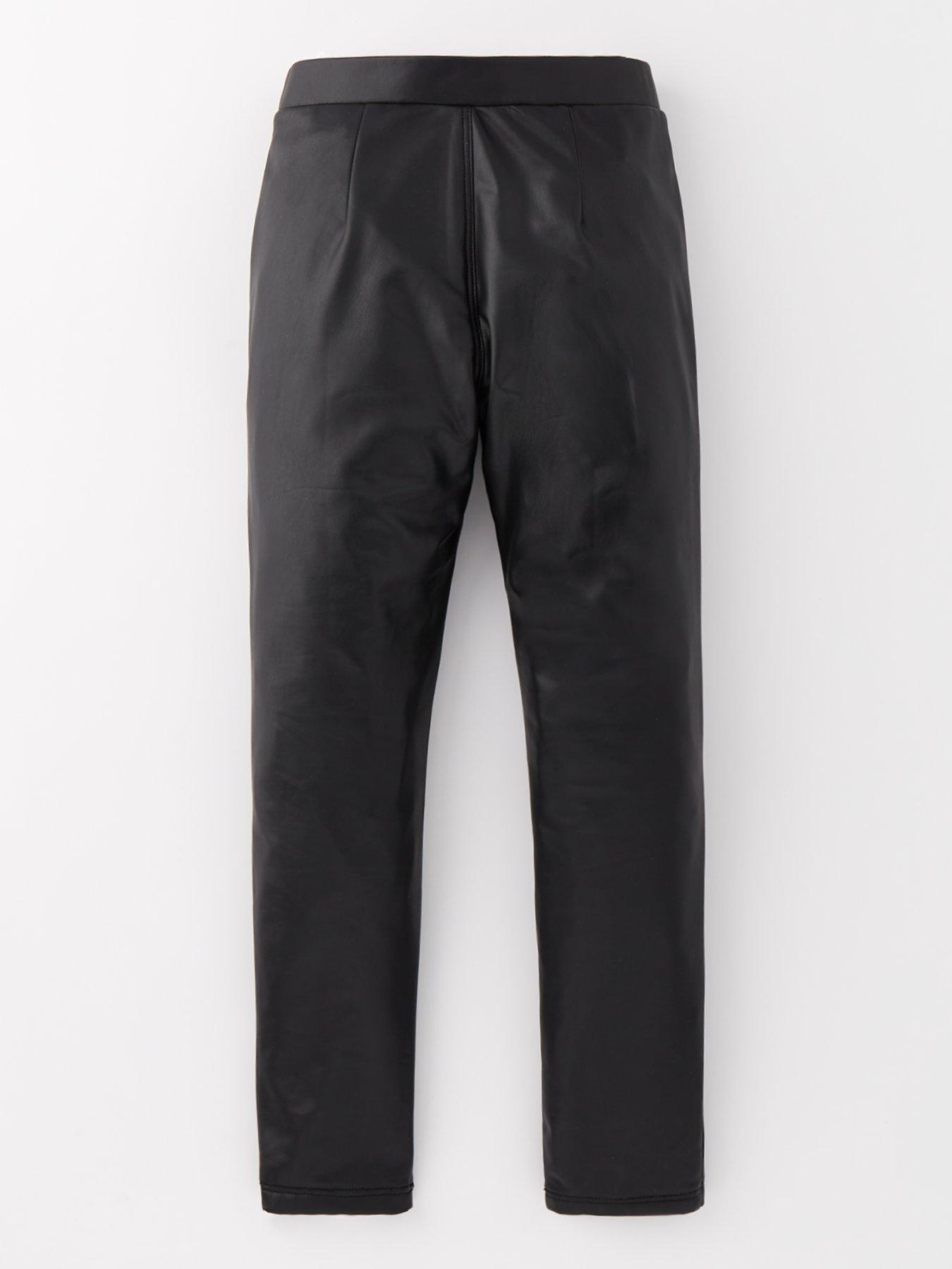  image of v-by-very-girls-pu-single-legging-black