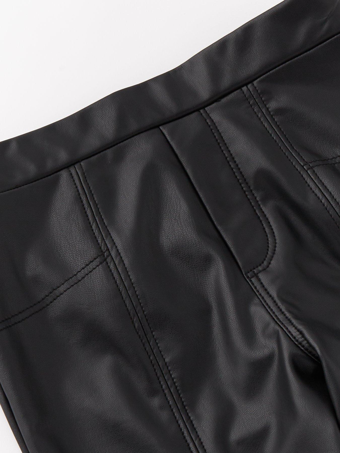  image of v-by-very-girls-pu-single-legging-black