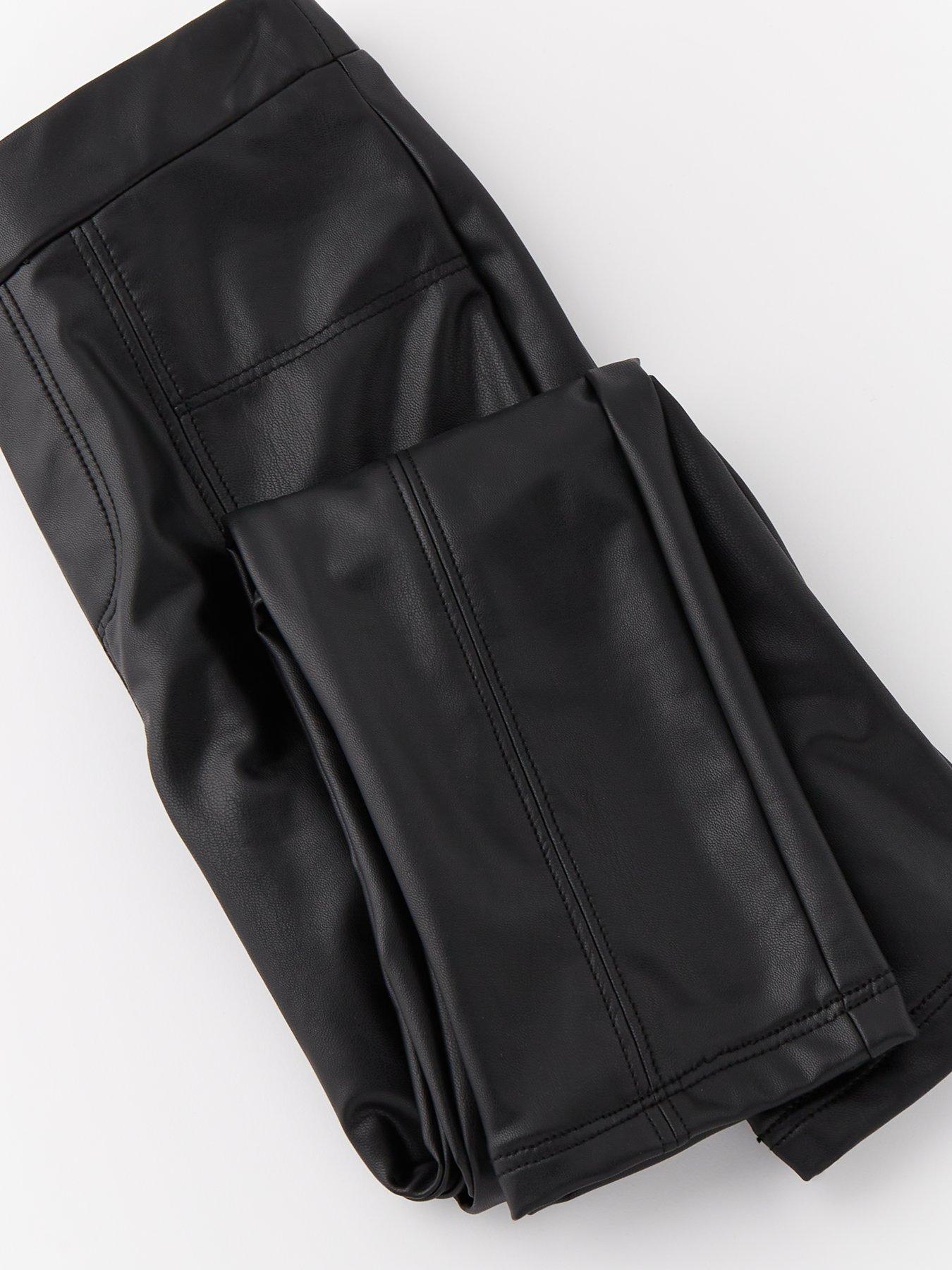  image of v-by-very-girls-pu-single-legging-black