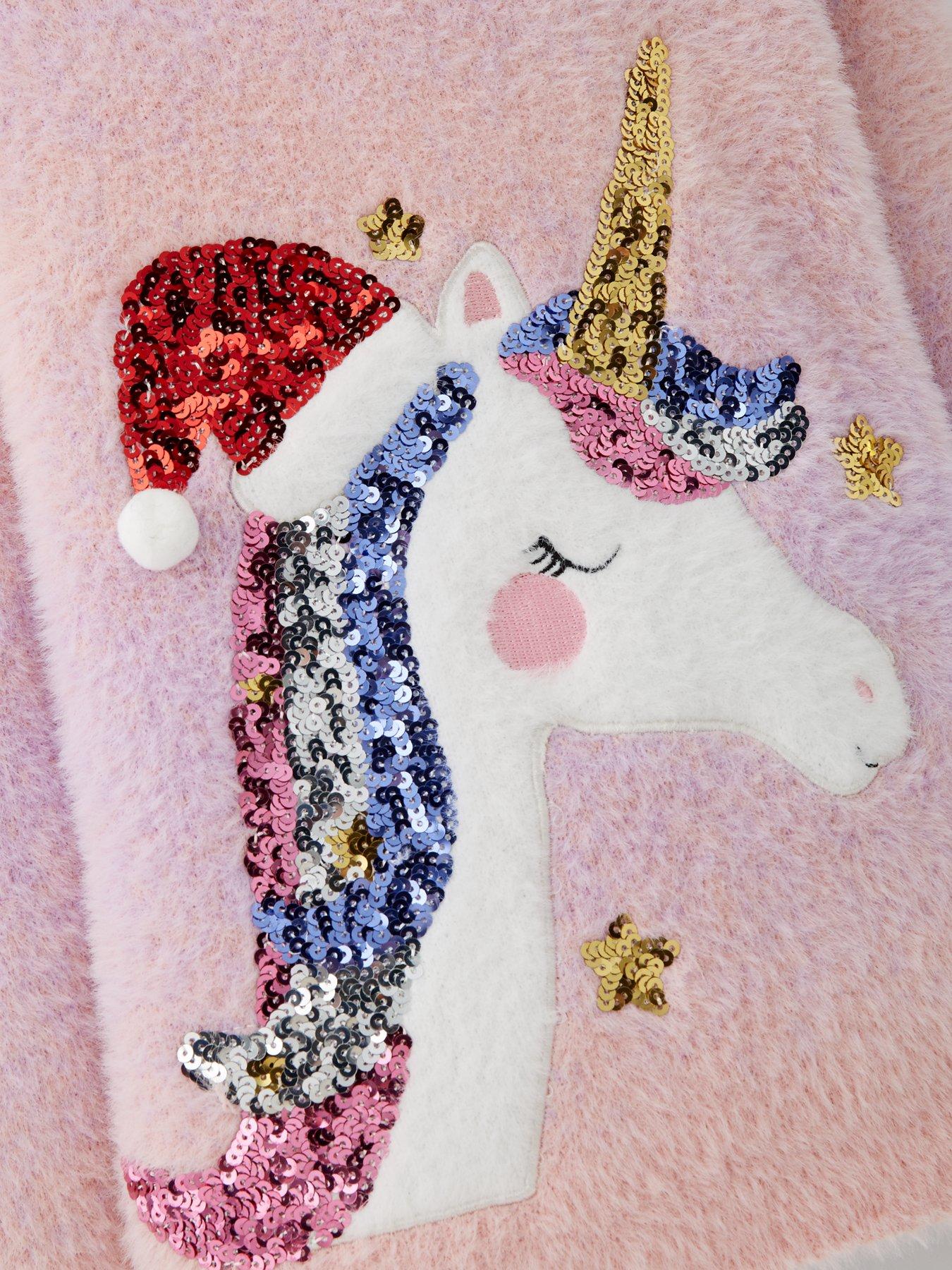 Girls unicorn xmas jumper best sale