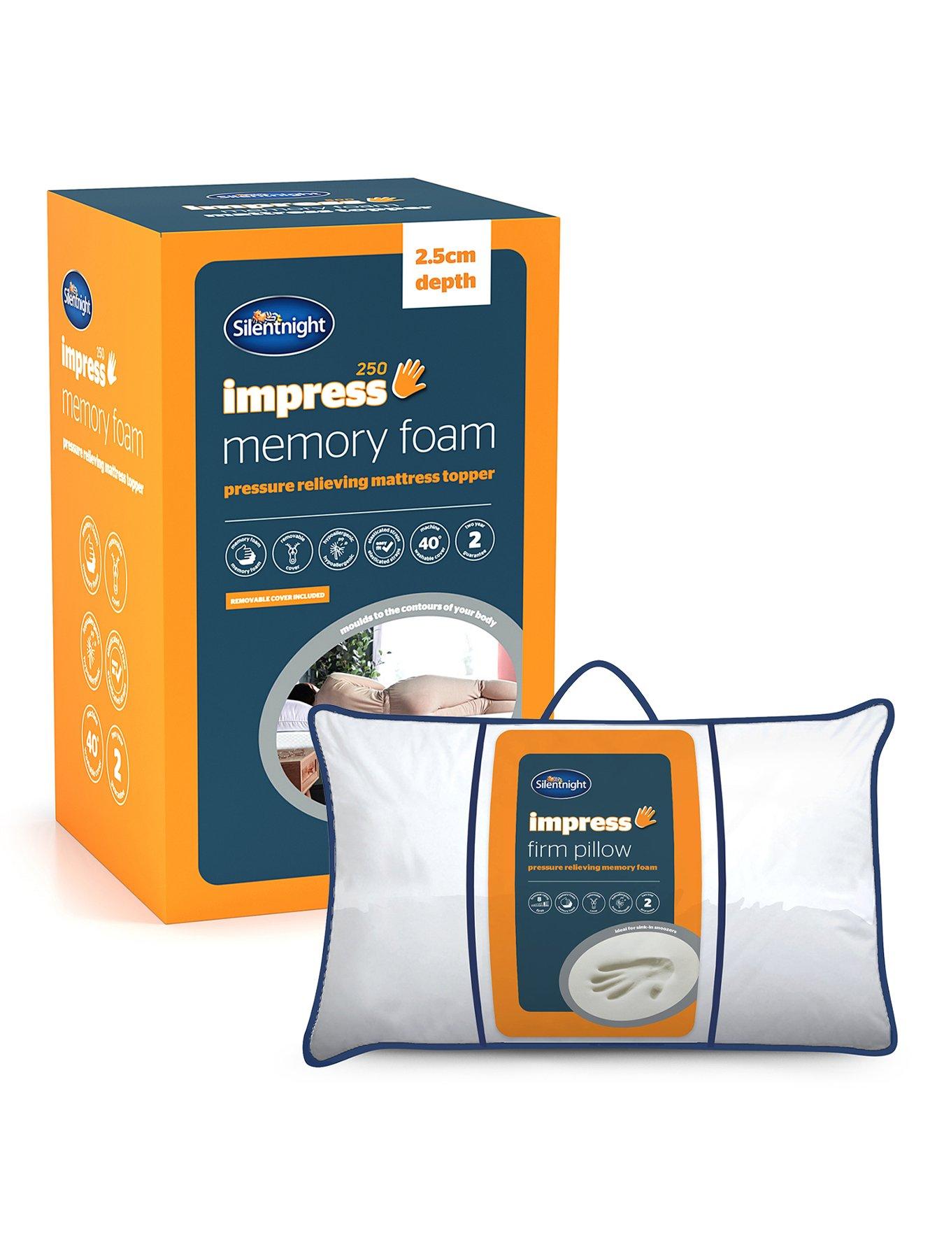 Image 1 of 7 of Silentnight Impress 2.5cm Memory Foam Mattress Topper and Firm Memory Foam Pillow Bundle