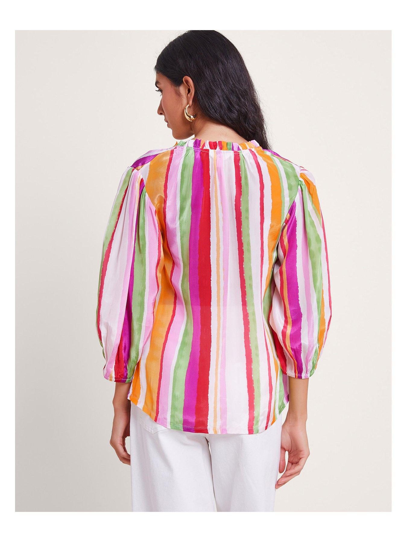 Image 2 of 5 of Monsoon Elsie Stripe Blouse - Orange