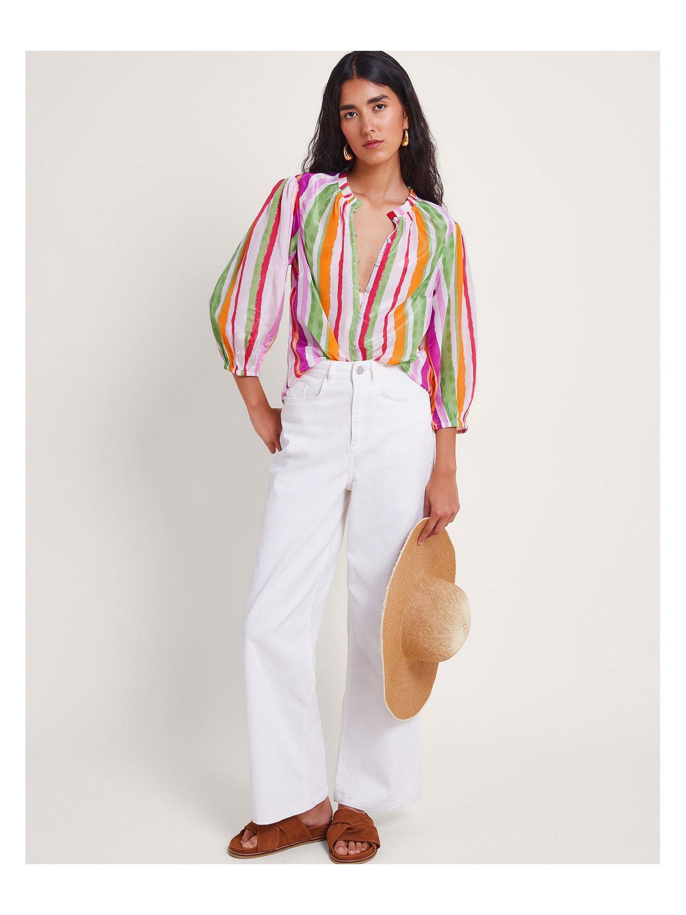 Image 3 of 5 of Monsoon Elsie Stripe Blouse - Orange