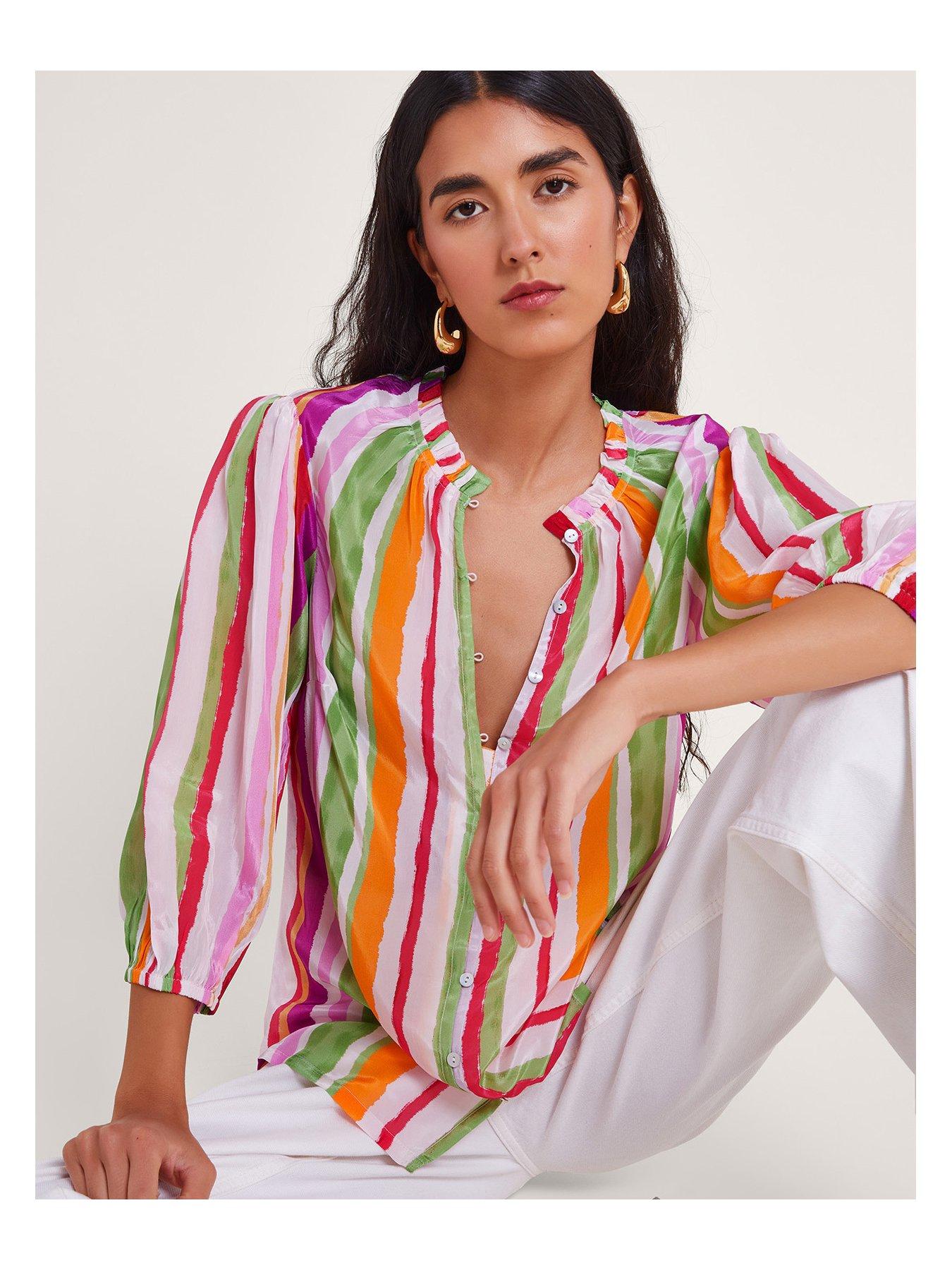 Image 4 of 5 of Monsoon Elsie Stripe Blouse - Orange