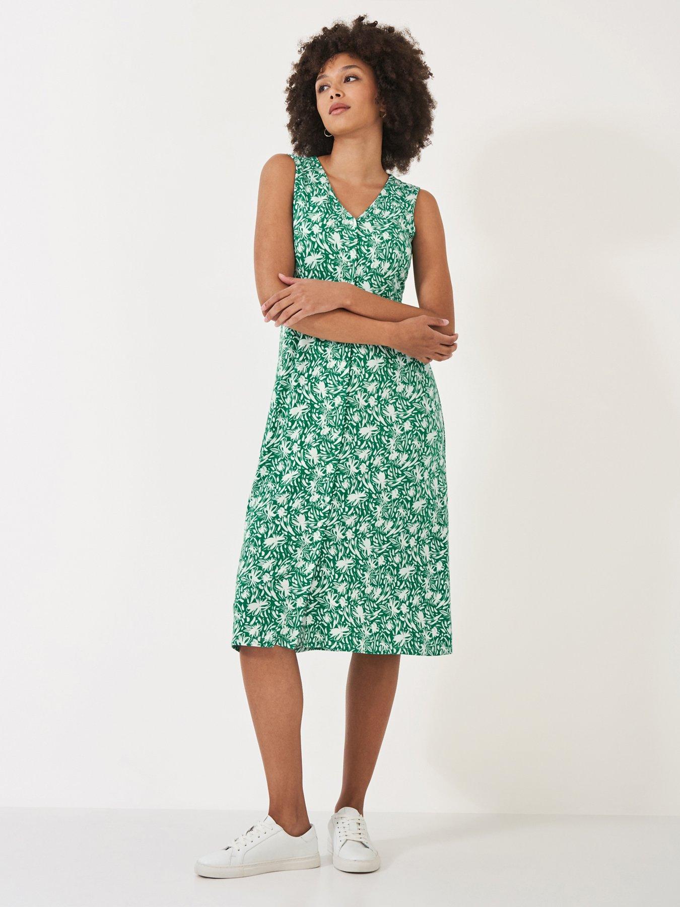 undefined Alyssa Sleeveless Button Through Dress - Green