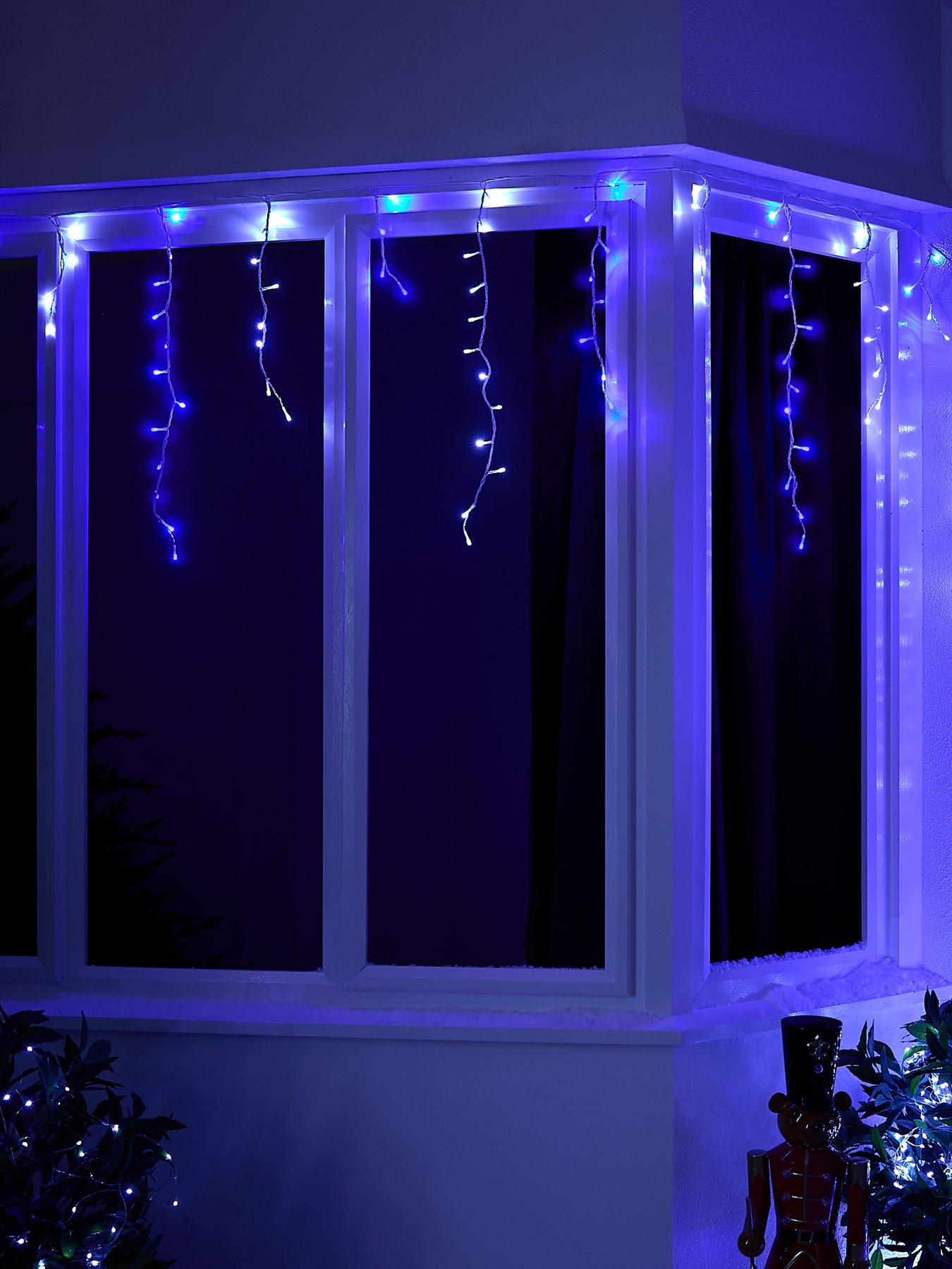 undefined 960 Blue/White LED Snowing Icicle Outdoor Christmas Lights