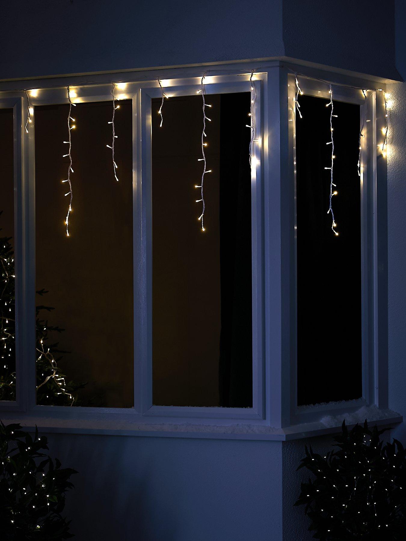 Festive 480 Warm White LED Snowing Icicle Outdoor Christmas Lights