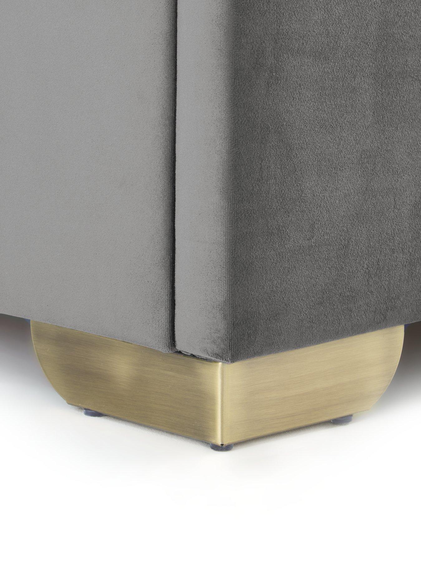 Image 5 of 6 of The Very Collection New Dakota Velvet End Lift Up Storage Ottoman Bed with Mattress Options (Buy &amp; SAVE!) - Grey, Cream