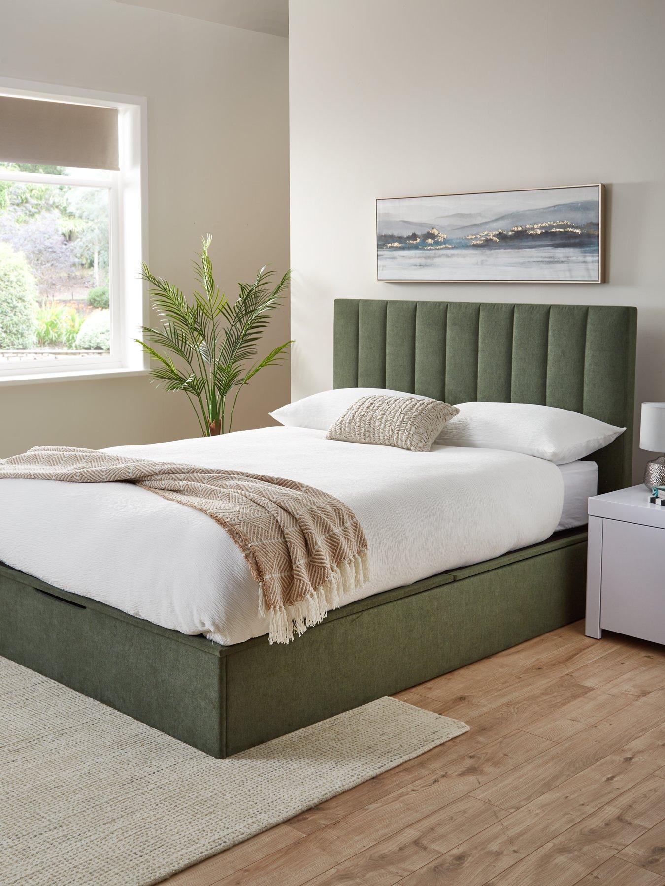  image of very-home-nova-end-lift-up-storage-ottoman-bed-with-mattress-options-buy-amp-save-winter-moss