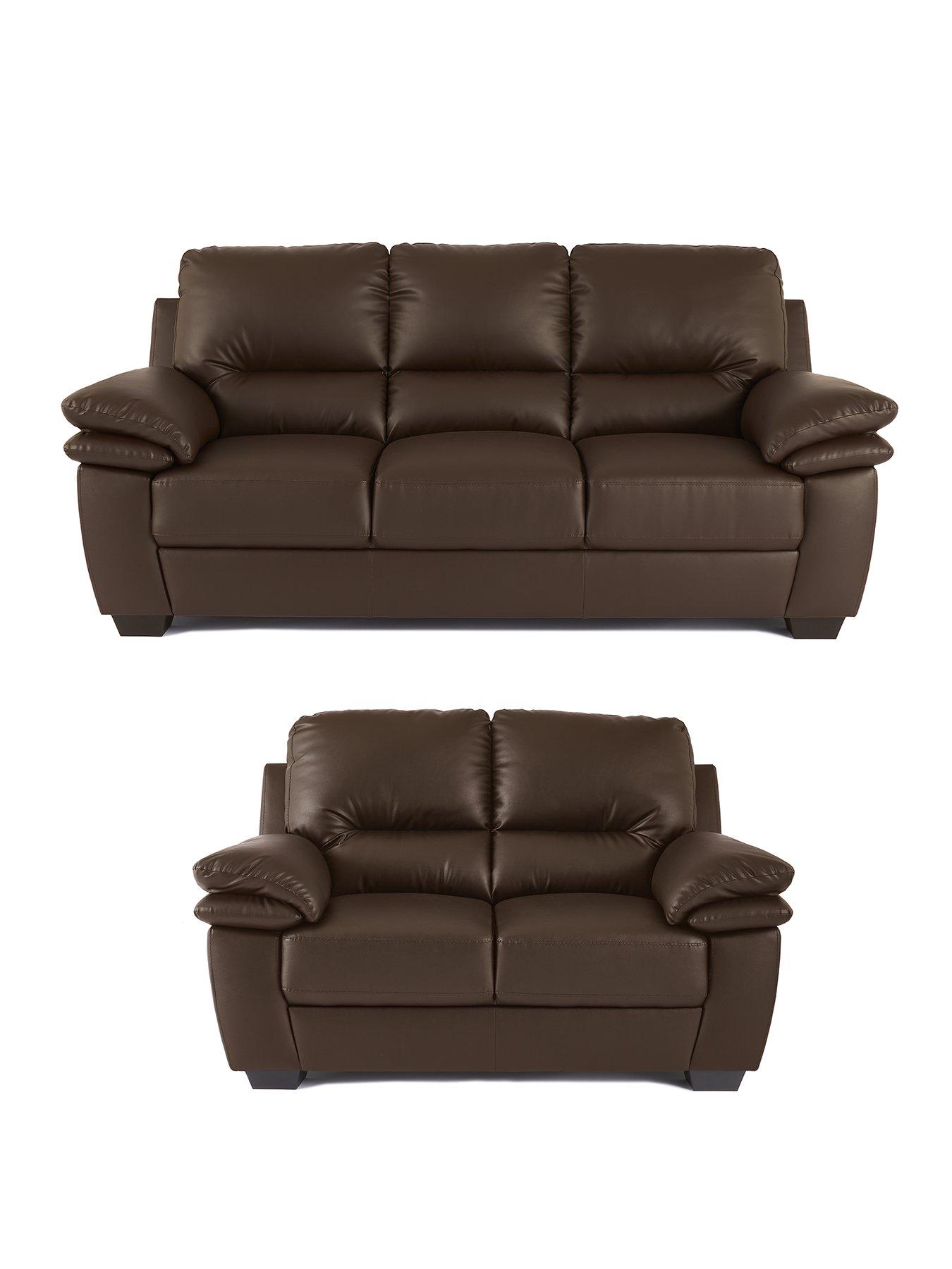 undefined Verona 3 + 2 Seater Faux Leather Sofa Set (Buy  &  SAVE!) - Chocolate