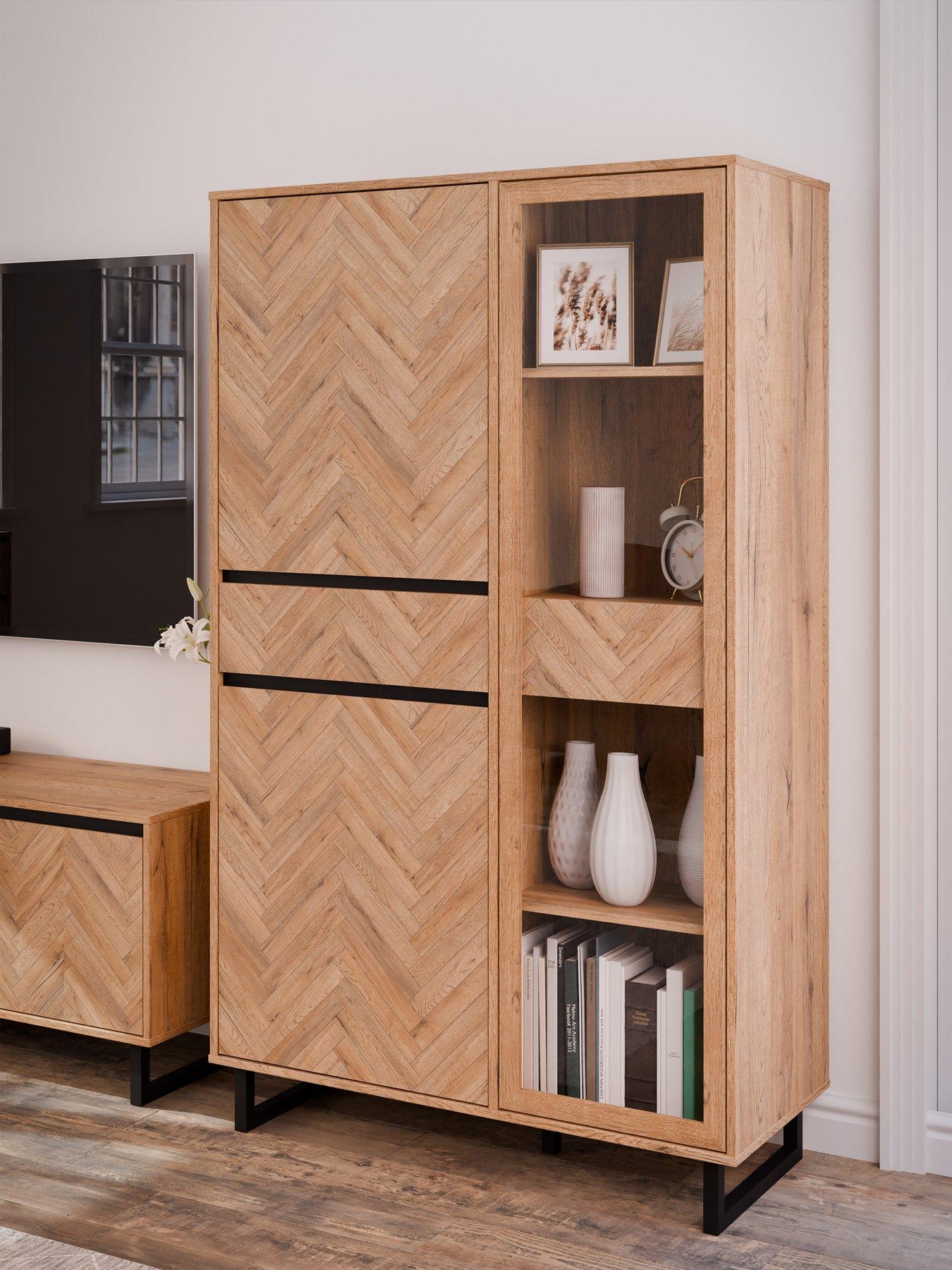 Nikomedes 3 Door, 2 Drawer Tall Display Unit - Dark oak